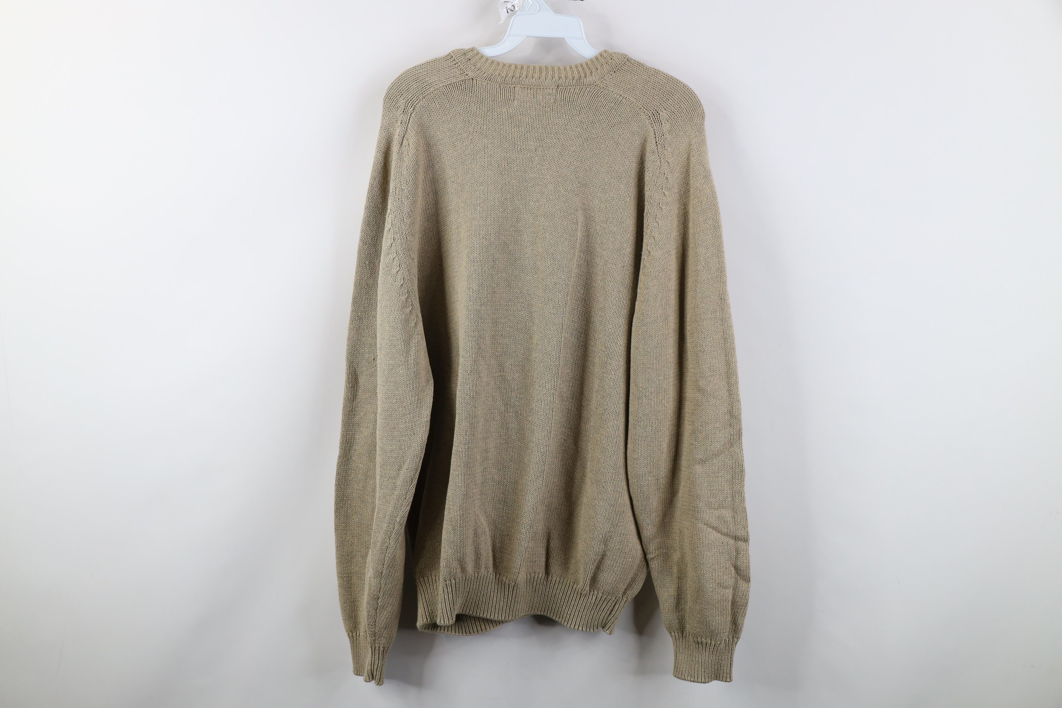 Vintage Vintage 90s Streetwear Cotton Ribbed Knit V-Neck Sweater Tan Size US L / EU 52-54 / 3 - 7 Thumbnail