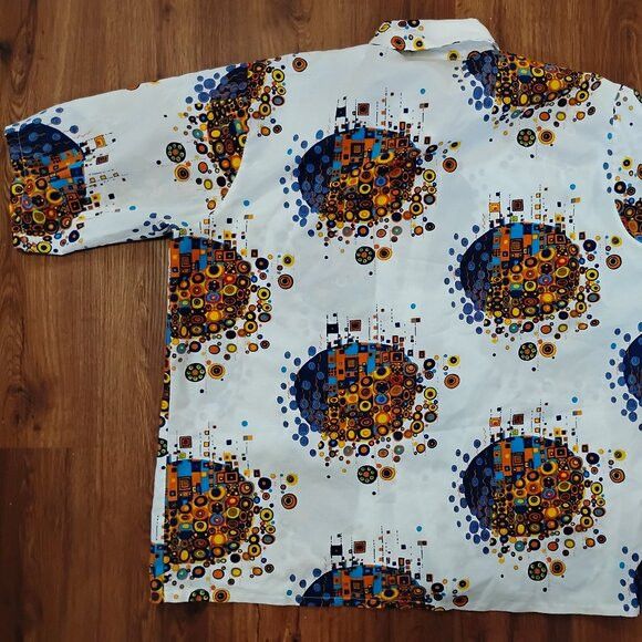 Other Vintage MCM Golden Vee Abstract Geometric Polyester Shirt Size US XL / EU 56 / 4 - 5 Thumbnail