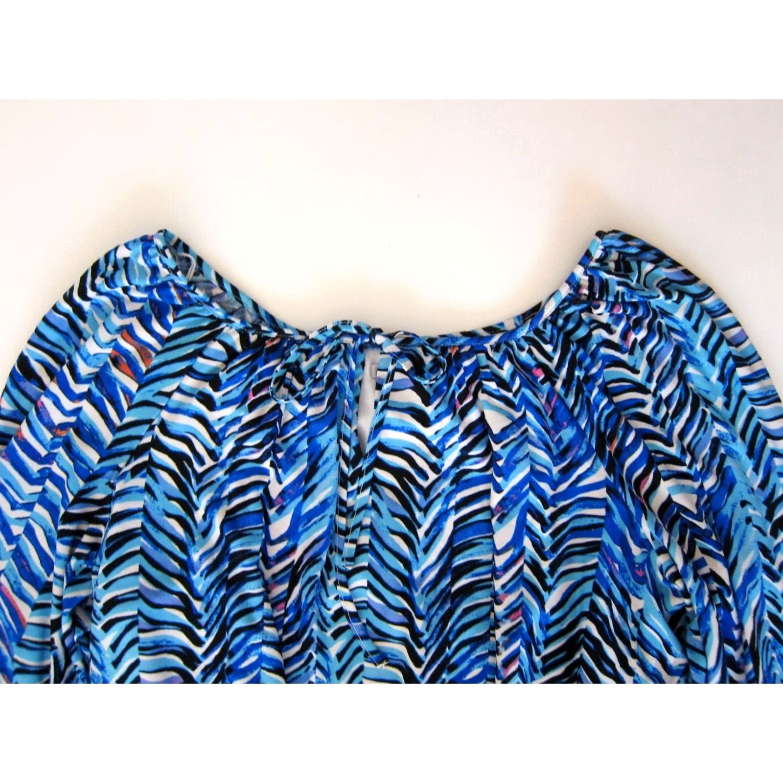 MAGGY LONDON Maggy London Blue Orange White Chevron Stretch Long Sleeve Sheath Dress 14 Size XL / US 12-14 / IT 48-50 - 7 Thumbnail