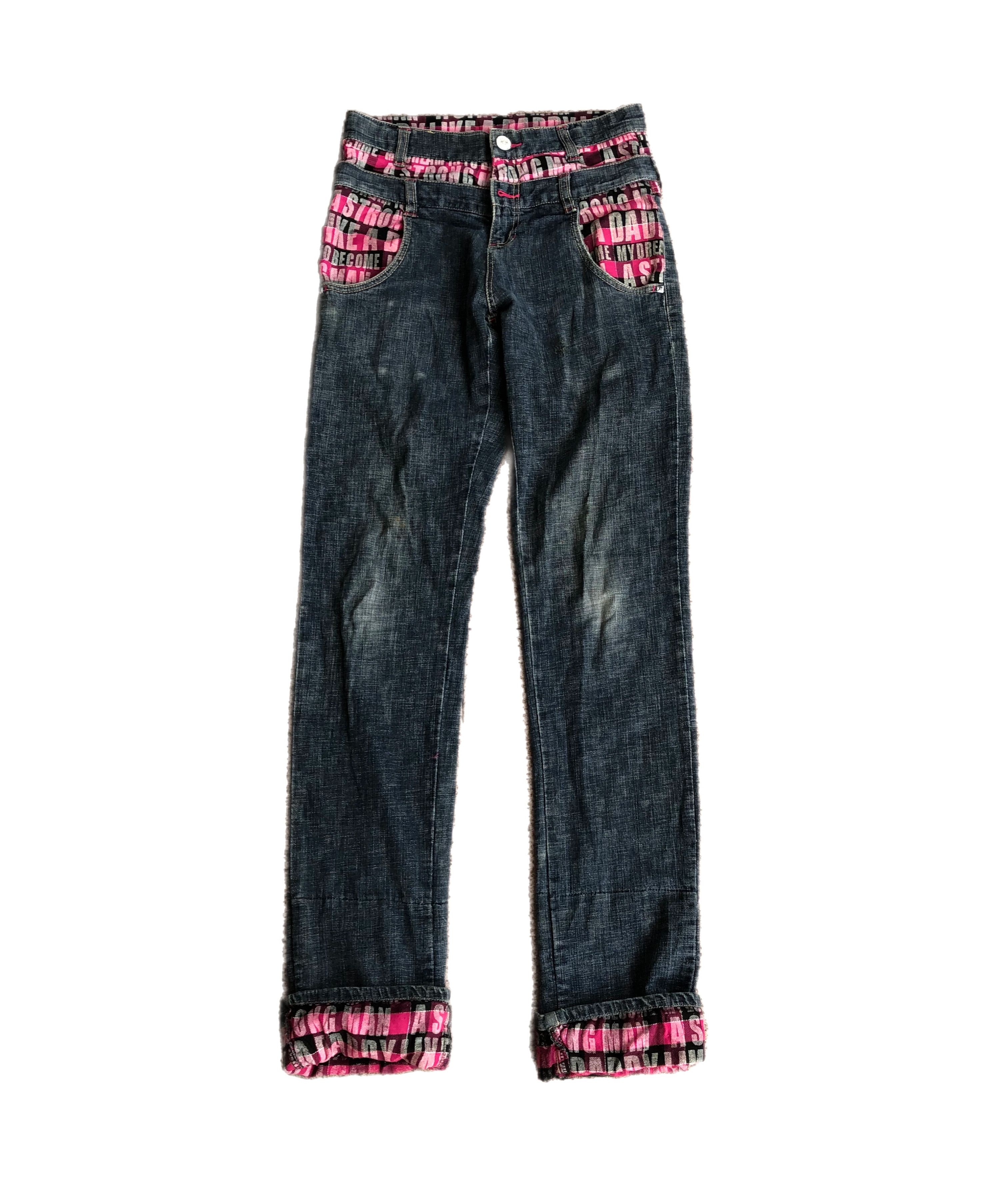 If Six Was Nine Rongman Double Waist Jeans Vkei Style Y2k Japanese Size US 28 / EU 44 - 2 Thumbnail
