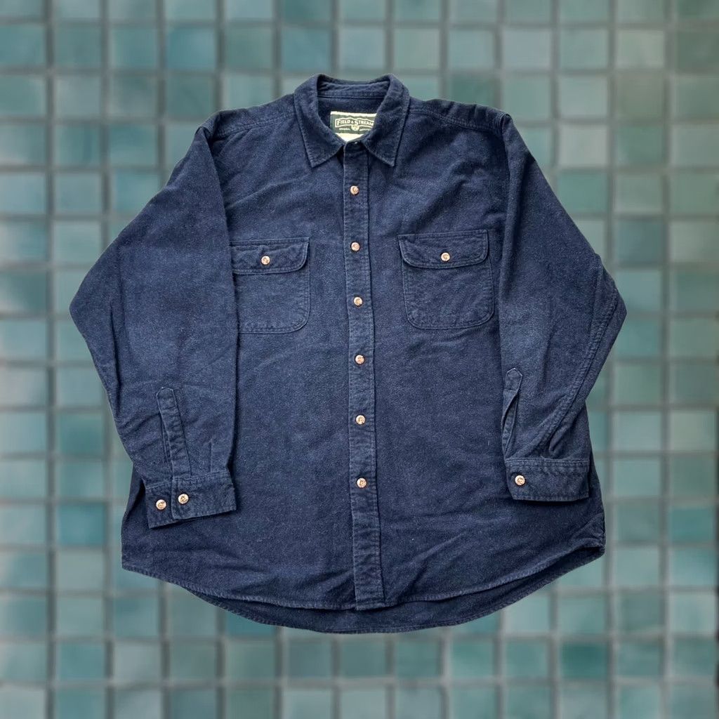 Vintage VTG Field And Stream Shirt Mens 2XL Blue Long Sleeve Button-Up Collared Pockets Outdoor Fish Camping Casual Fall Winter Size US XXL / EU 58 / 5 - 1 Thumbnail