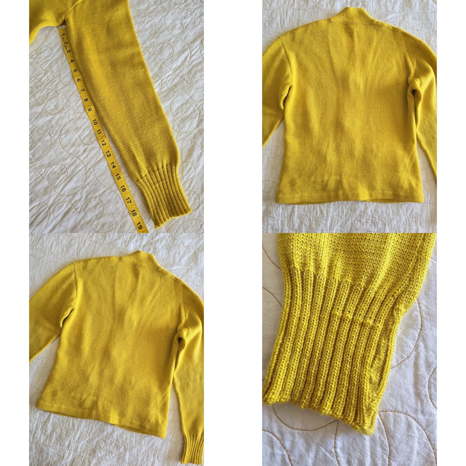 McGregor VINTAGE McGregor Cardigan Sweater Yellow Wool Pockets Long Sleeve Mens Small Small/Medium 40s 50s Practical Casual Mens Size US S / EU 44-46 / 1 - 9 Thumbnail