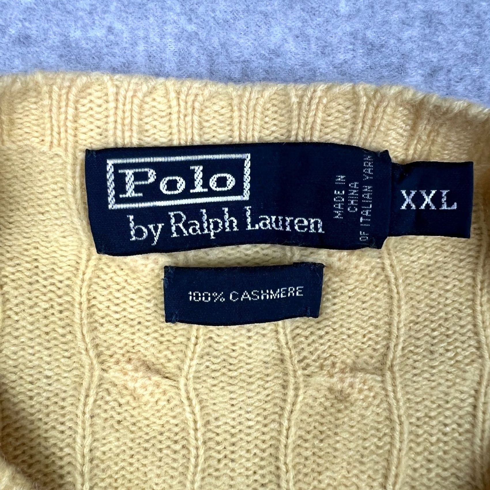 Polo Ralph Lauren Polo Ralph Lauren 100% Cashmere Cable Knit Crew Sweater 2XL Mens Yellow READ Size US XXL / EU 58 / 5 - 3 Thumbnail