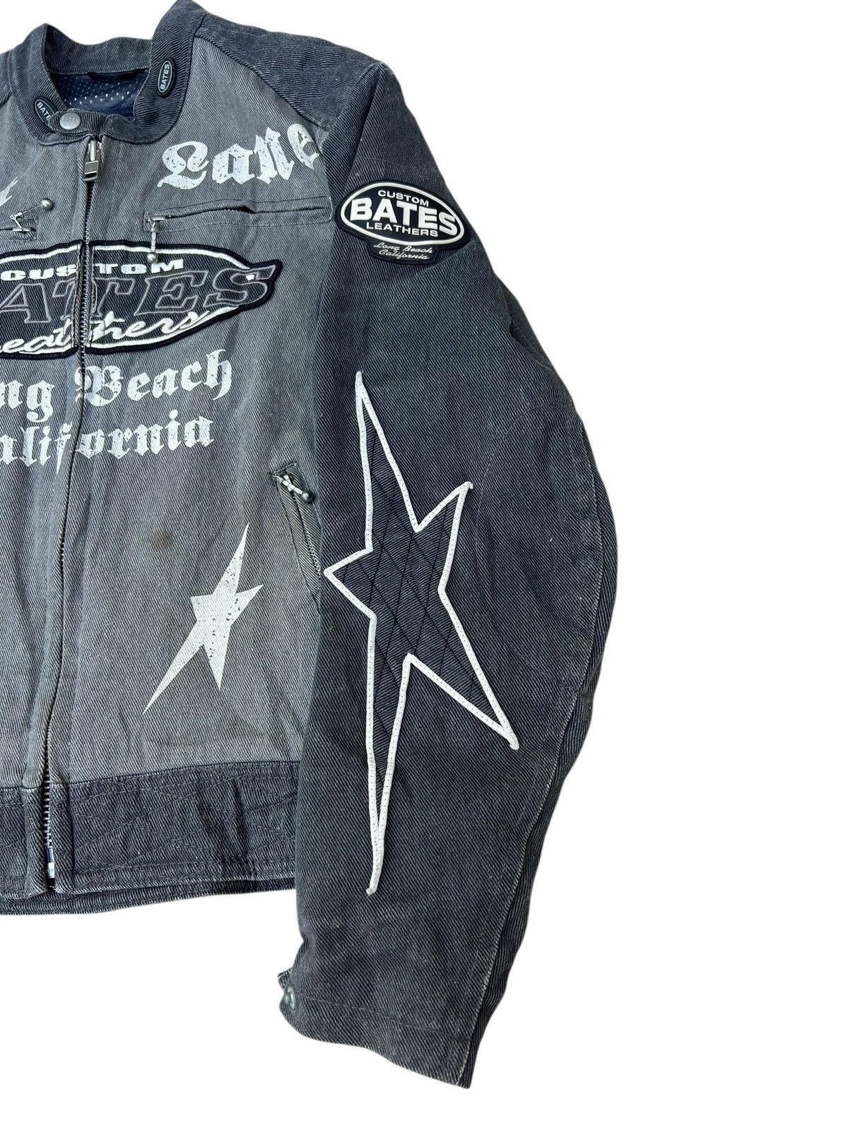 Kadoya Vintage Y2K BATES Distressed Faded Denim Moto Jacket Size US L / EU 52-54 / 3 - 12 Thumbnail
