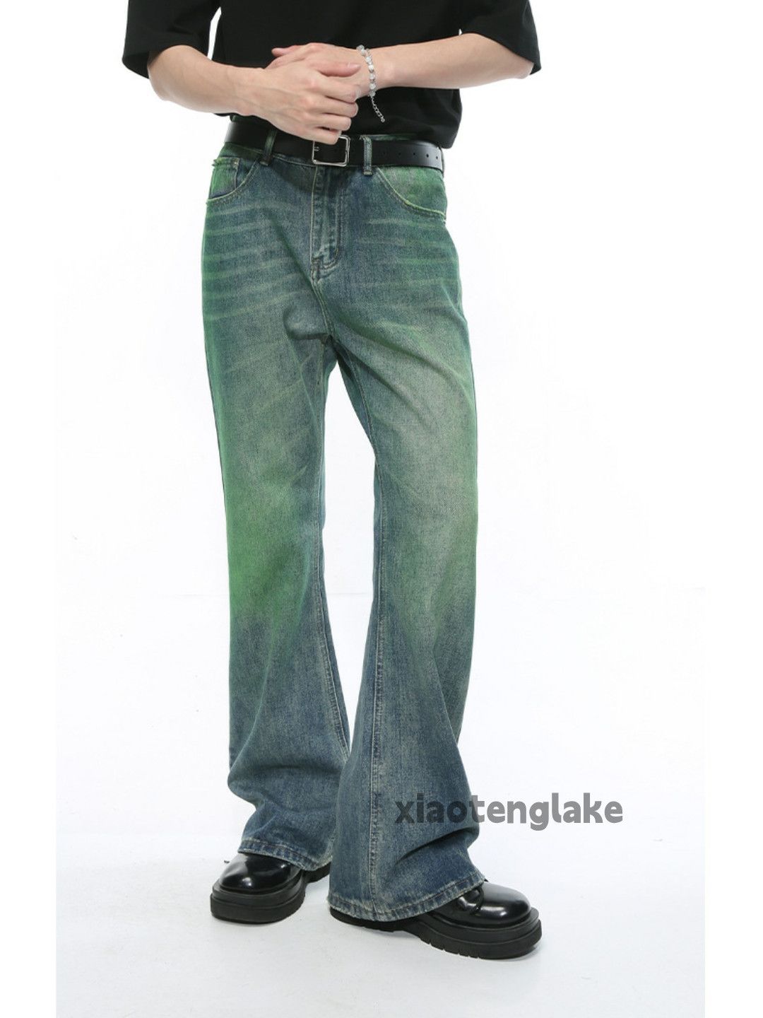 washed faded utility yuppie bootcut flared jeans