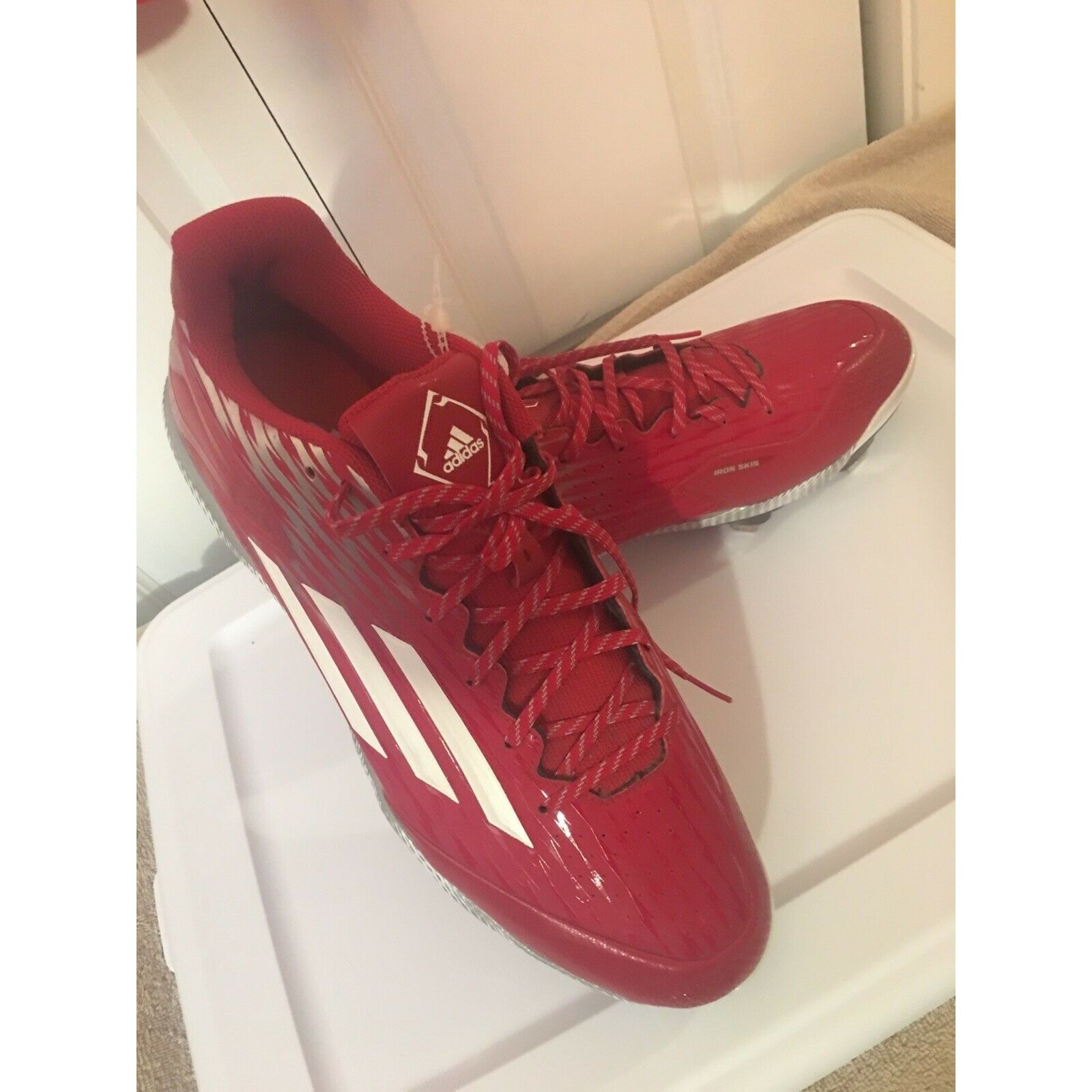 New Adidas Men\'s Sz 16 Power‎ Alley 3 Metal Baseball Cleats Red S84760 New Adidas Men main image 2