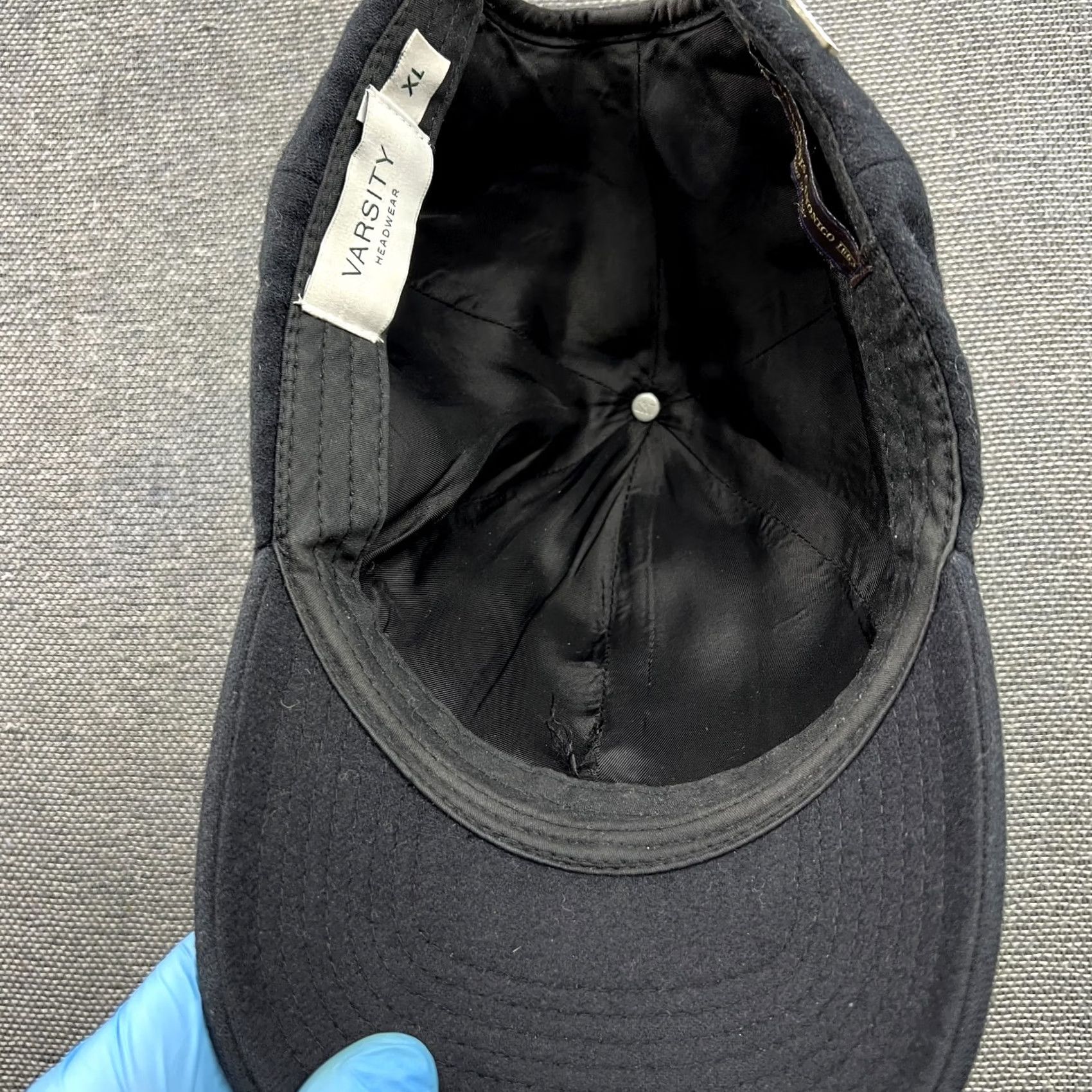 Vintage VARSITY HEADWEAR Cap Hat XL Wool Unisex Adults Baseball Cap Vitale Barberis Canonico Quick Dry Canvas Black Size ONE SIZE - 4 Thumbnail
