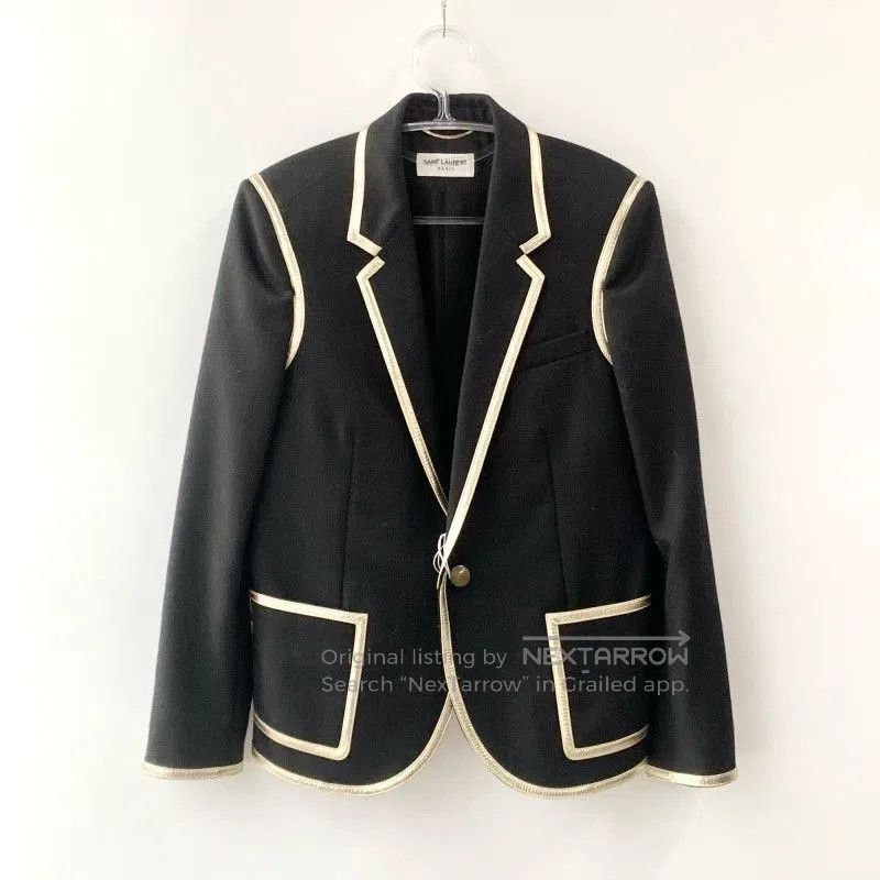 Yves Saint Laurent YSL Classic Black Gold Trim Blazer. Size M / US 6-8 / IT 42-44 - 1 Thumbnail