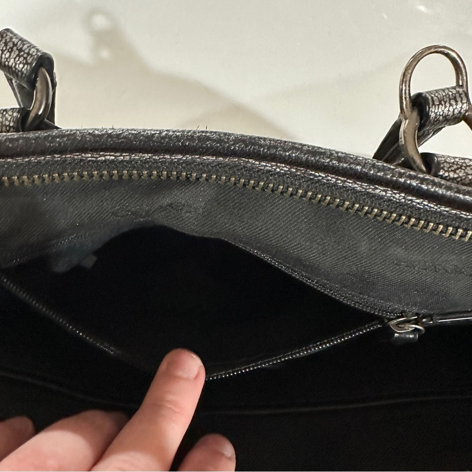 Coach Coach Nolita Gunmetal Leather Metallic Satchel Shoulder Bag Size ONE SIZE - 11 Thumbnail