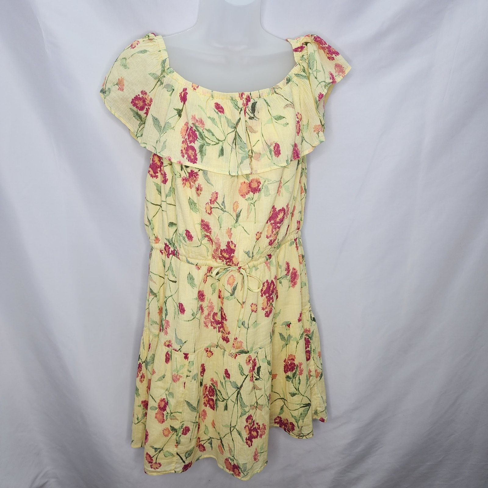 Ralph Lauren Ralph Lauren Yellow Floral Fit & Flare Off Shoulder Dress Size XL / US 12-14 / IT 48-50 - 2 Thumbnail