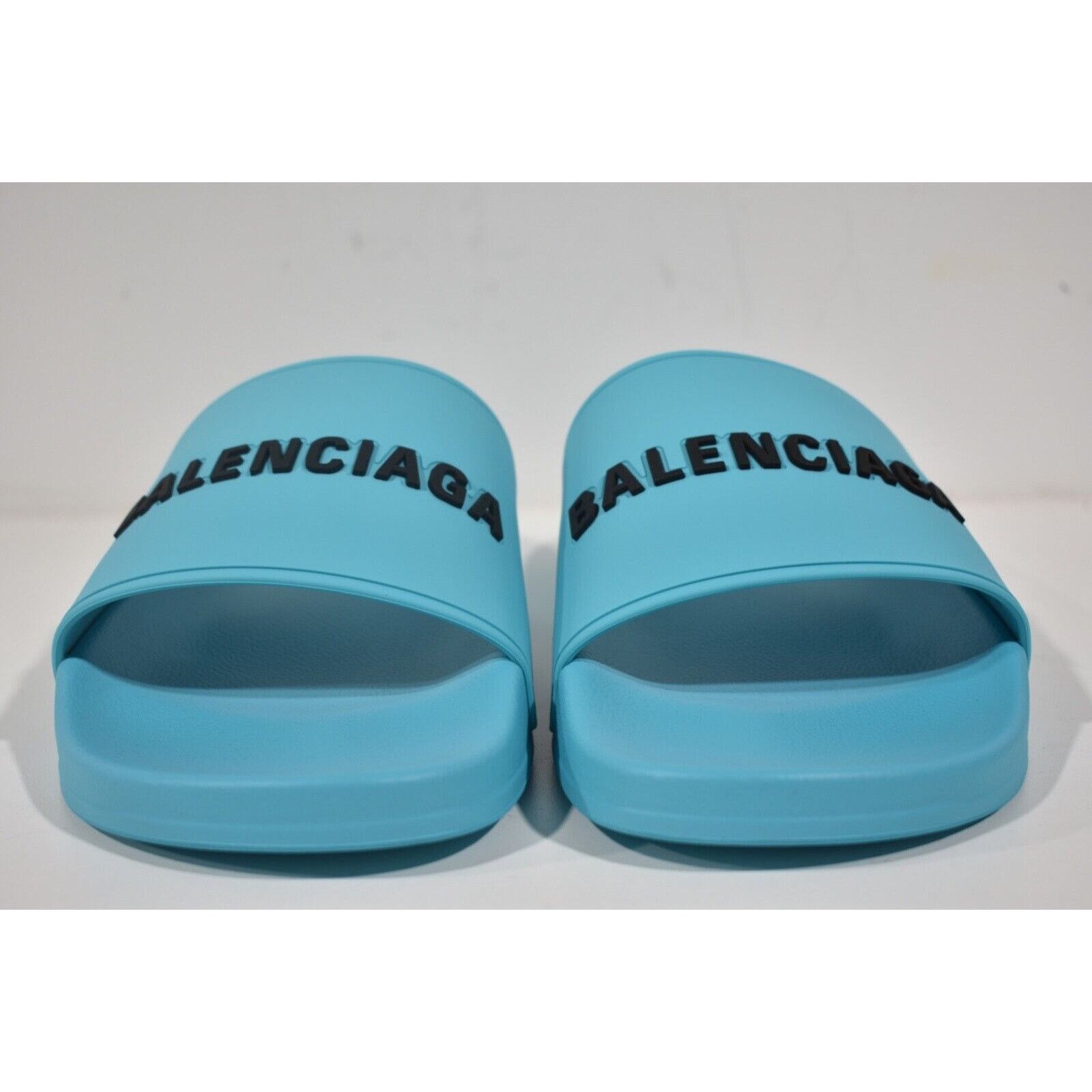 Balenciaga Balenciaga Turquoise Logo Slide Pool Sandal Flip Flop 43 10 Size US 10 / EU 43 - 5 Thumbnail