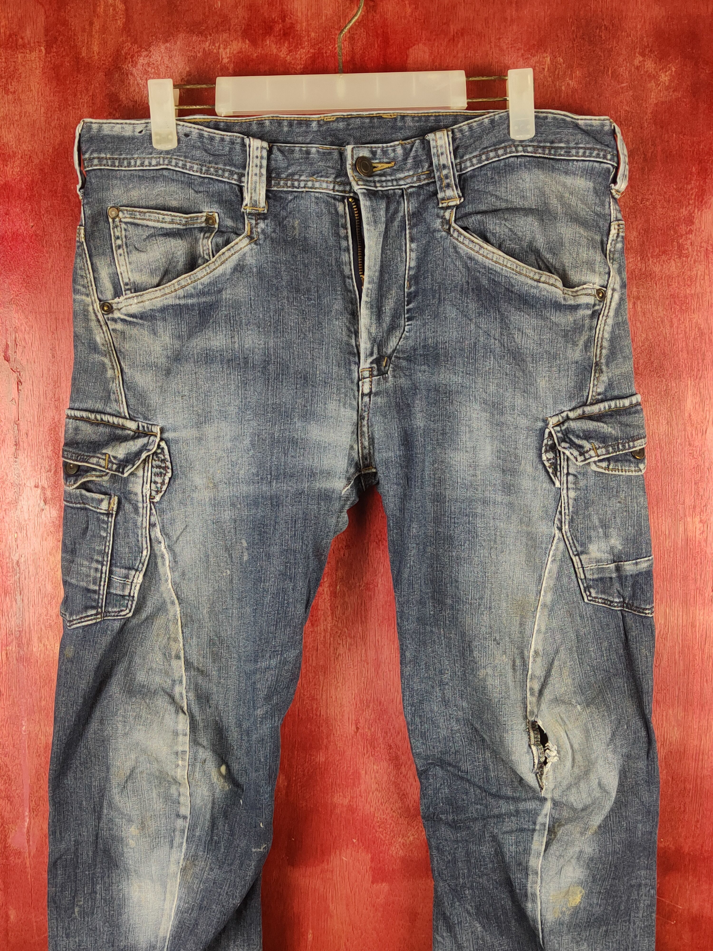 Japanese Brand Evenriver Dark Blue Faded Distressed Ripped Jeans #S2361 Size US 34 / EU 50 - 2 Thumbnail