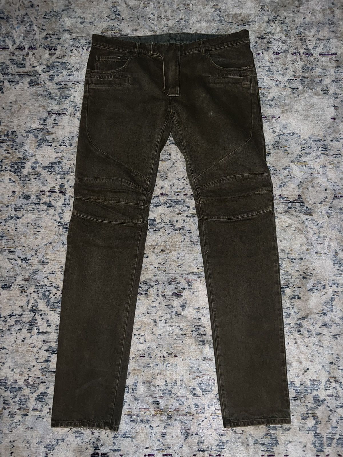 Image of Brown Balmain Biker Jeans Size 36, Men's