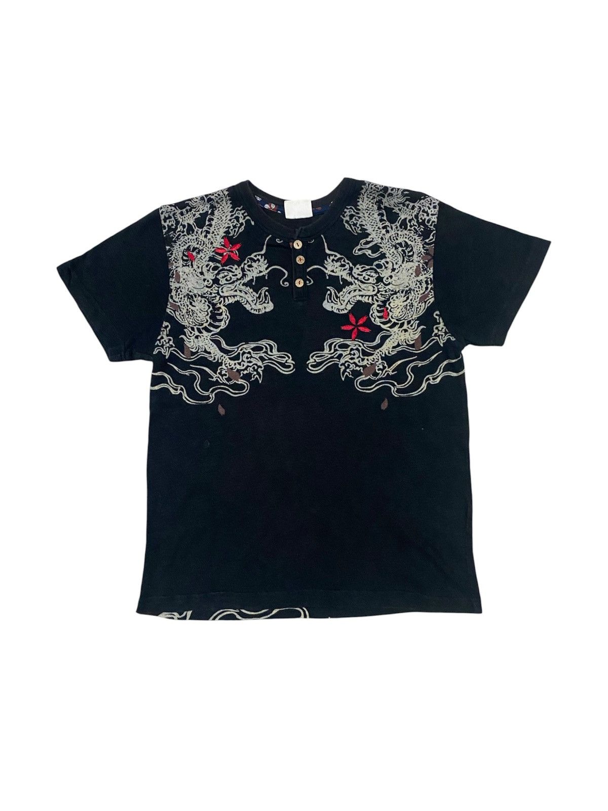 Karakuri Tamashii 2000s KARAKURI TAMASHI STYLE DRAGON DESIGN HALF BUTTON SHIRT Size US M / EU 48-50 / 2 - 2 Thumbnail