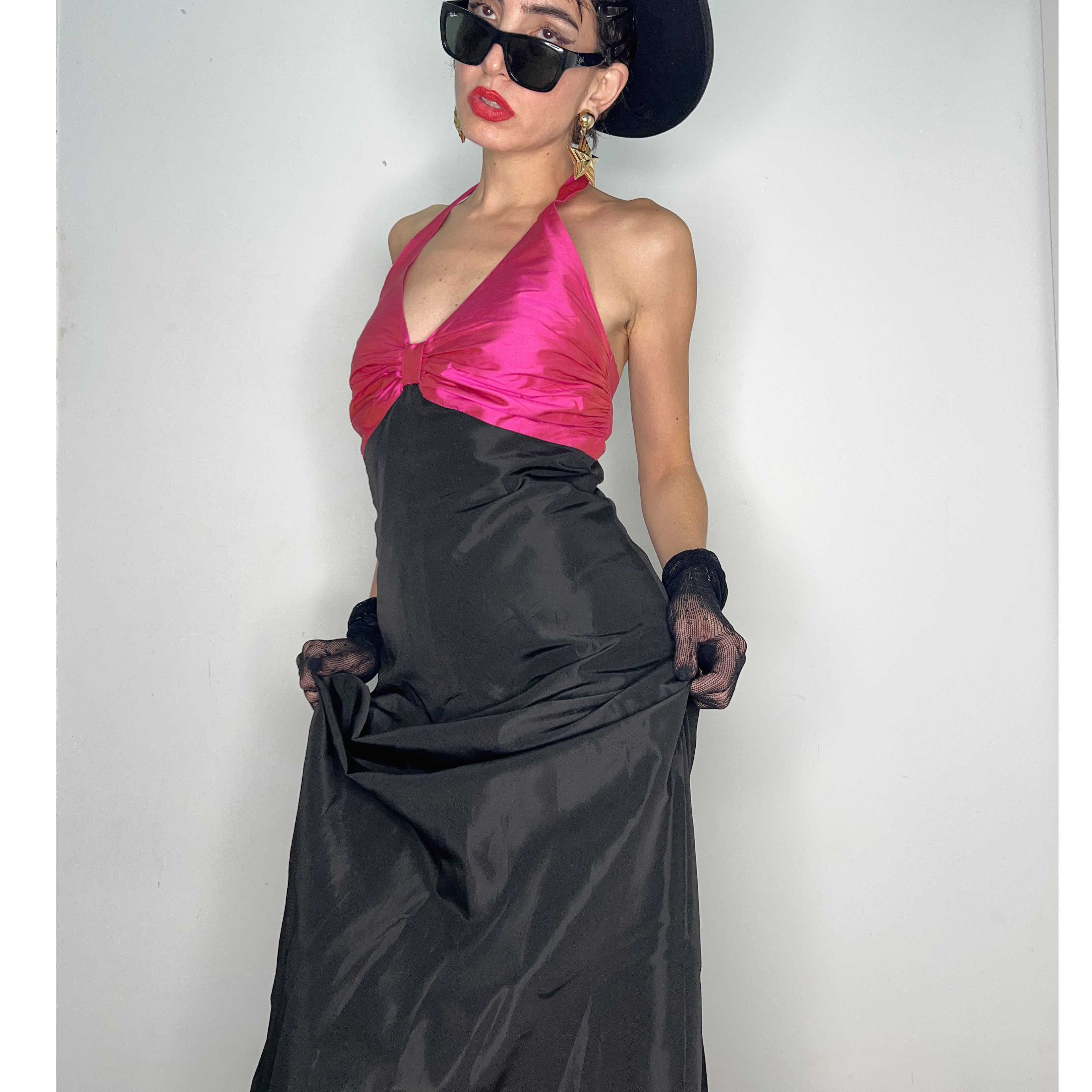 Vintage Vintage taffeta halter backless maxi dress Size M / US 6-8 / IT 42-44 - 3 Thumbnail