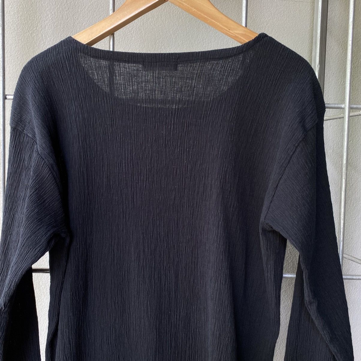Issey Miyake Plantation Black Crinkled Stretch Long Sleeve Top Size M / US 6-8 / IT 42-44 - 12 Thumbnail