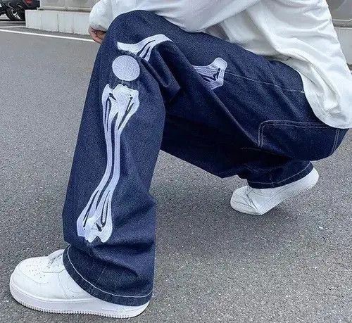 Japanese Brand Embroidery Skeleton Straight Jean Size US 30 / EU 46 - 4 Thumbnail