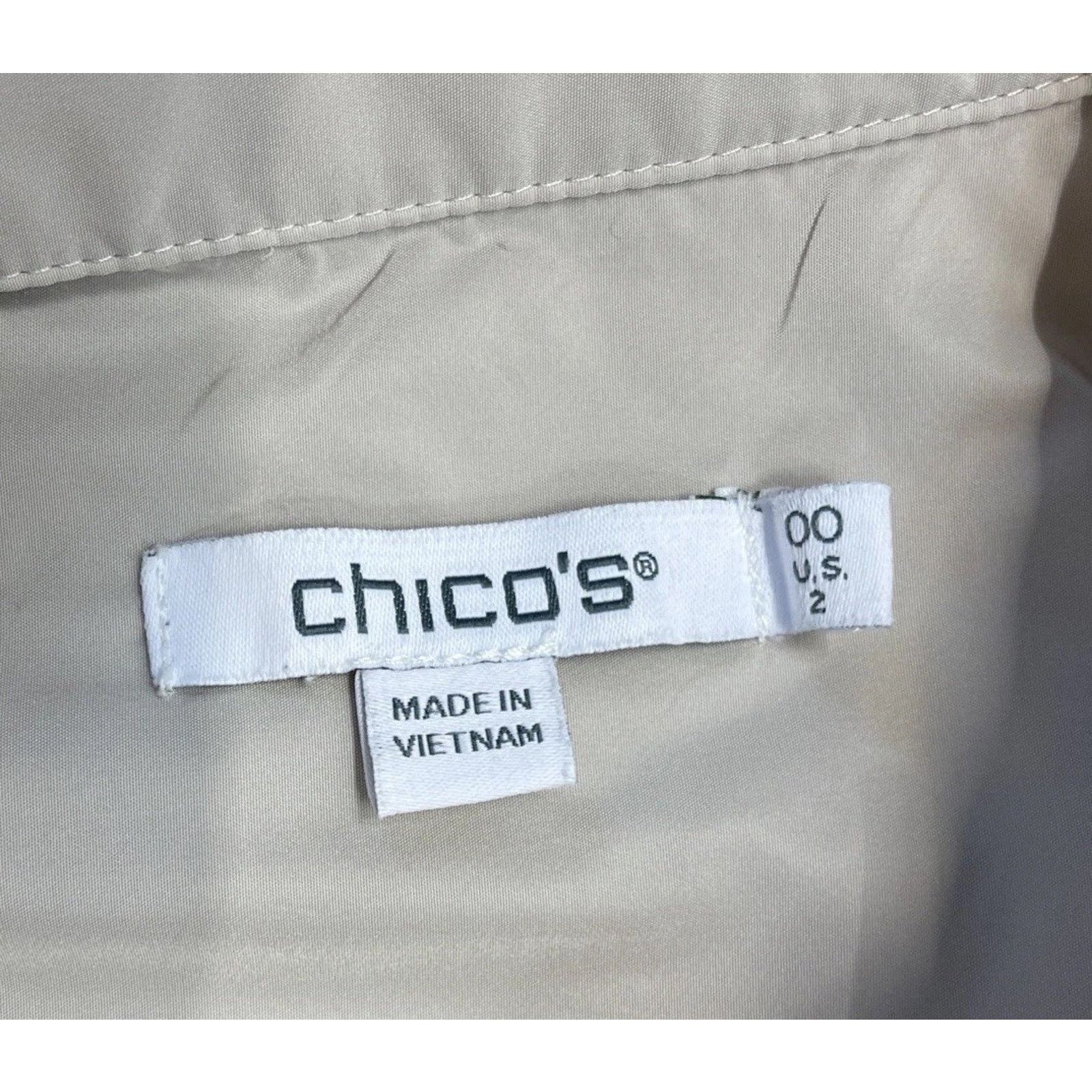 Chicos Chicos Bungee Sleeve Button Up Beige Shacket XS Size XS / US 0-2 / IT 36-38 - 5 Thumbnail