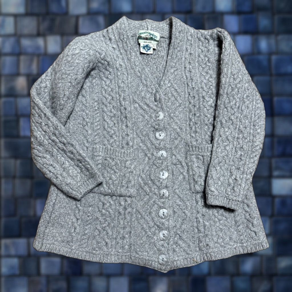 Vintage VINTAGE Aran Crafts Cardigan Sweater Button Down Pockets Gray Size L Women Merino Wool Down Knit Chunky Irland Regular Size M / US 6-8 / IT 42-44 - 1 Thumbnail