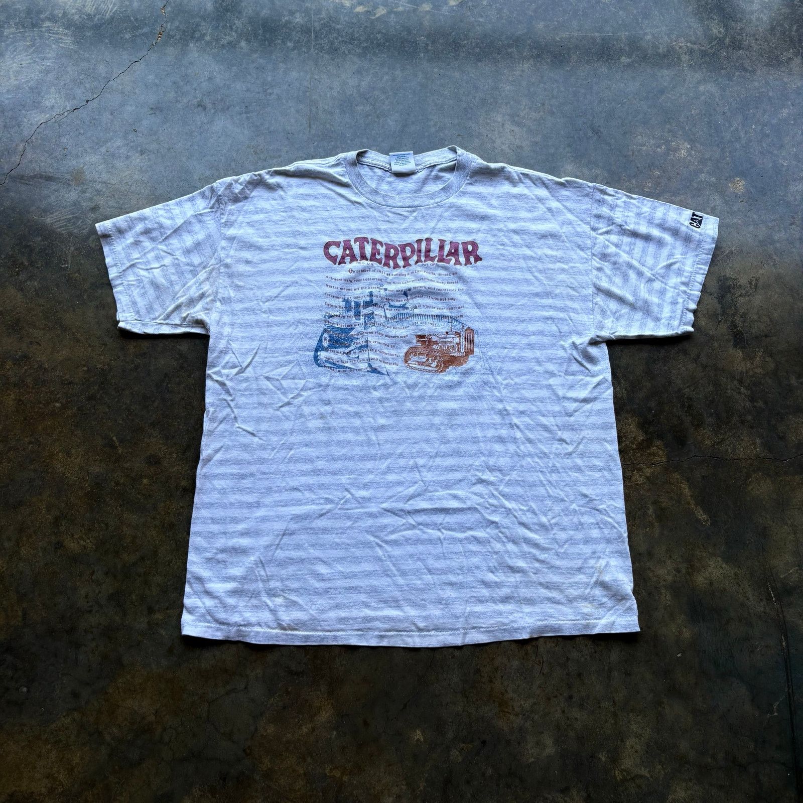Vintage Vintage 90s CAT Construction Graphic T-shirt Size US XL / EU 56 / 4 - 1 Thumbnail