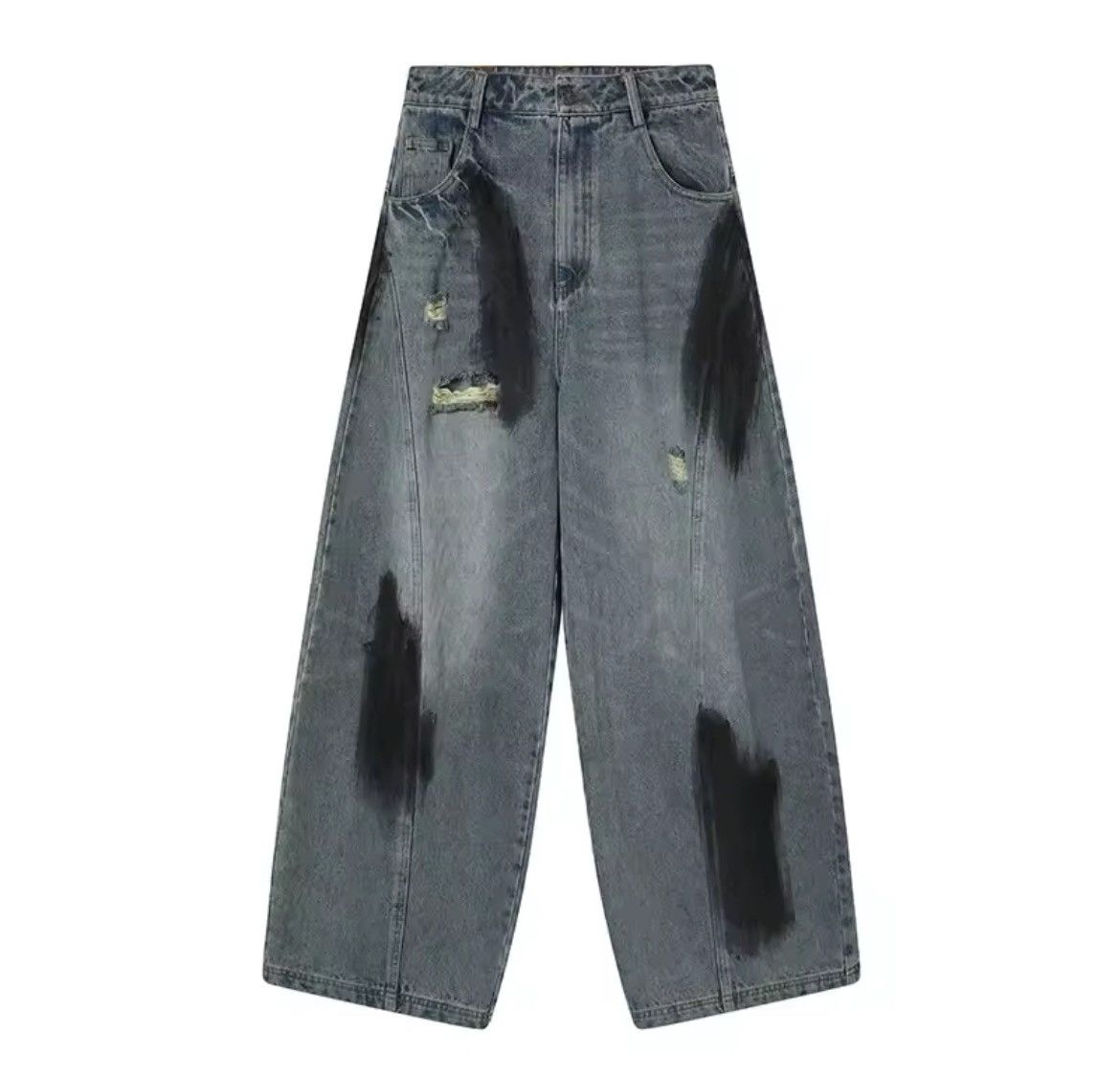 Japanese Brand × Jean Splash Ink Hole Ripped Jeans Size 29" - 4 Thumbnail
