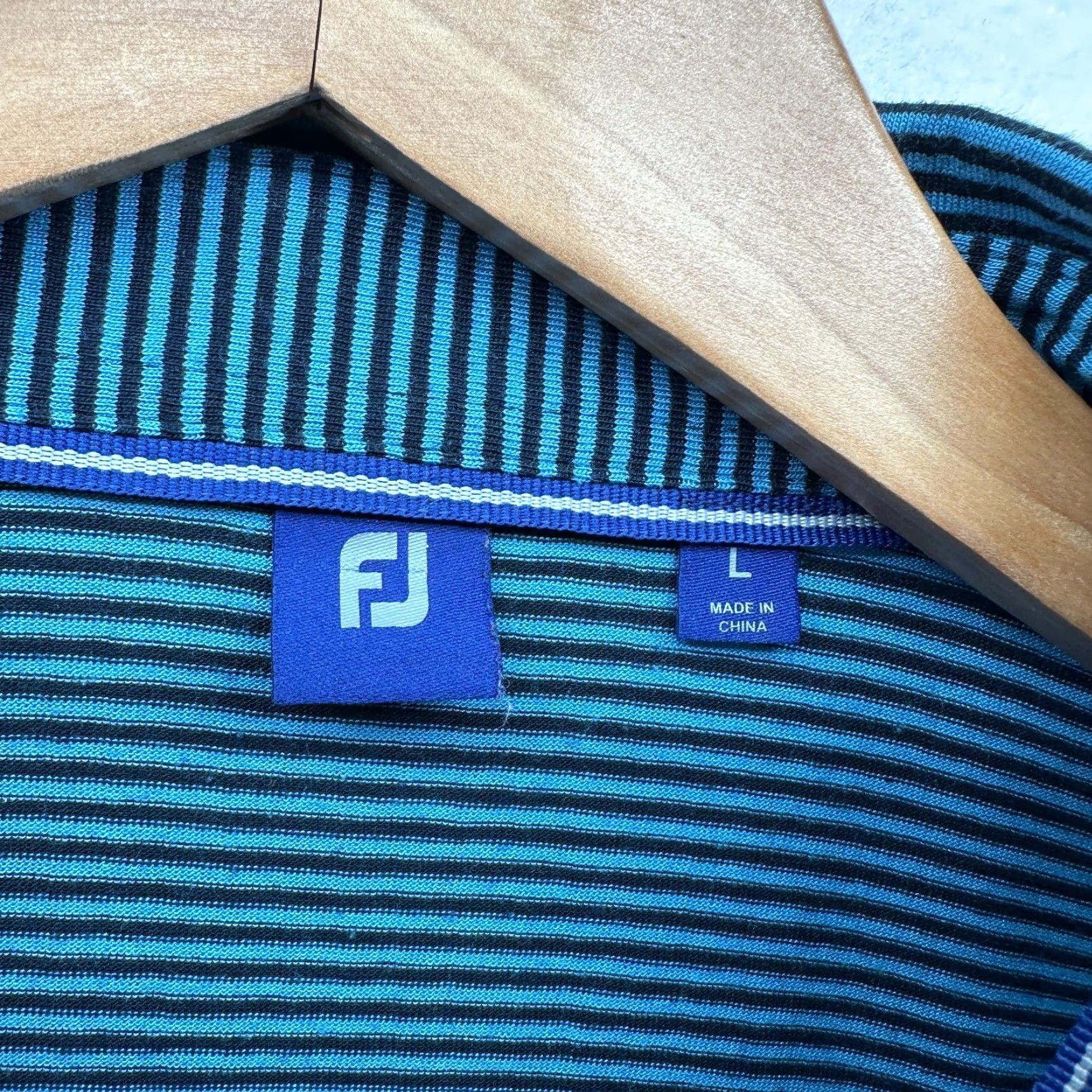 Footjoy FootJoy Polo Shirt Blue Men's L Short Sleeve Striped Collared Golf Casual Easy Care Size US L / EU 52-54 / 3 - 6 Thumbnail