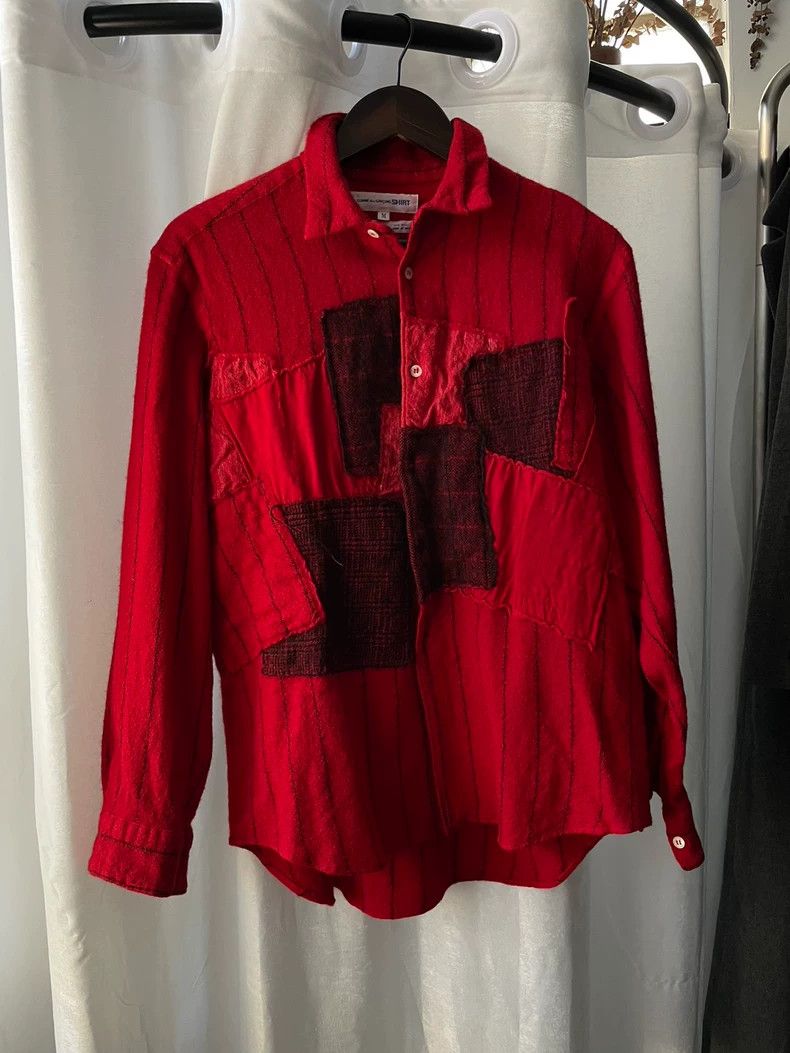 Comme des Garcons Comme des Garçons Medieval Red Velvet Wool Shirt Size US M / EU 48-50 / 2 - 1 Thumbnail