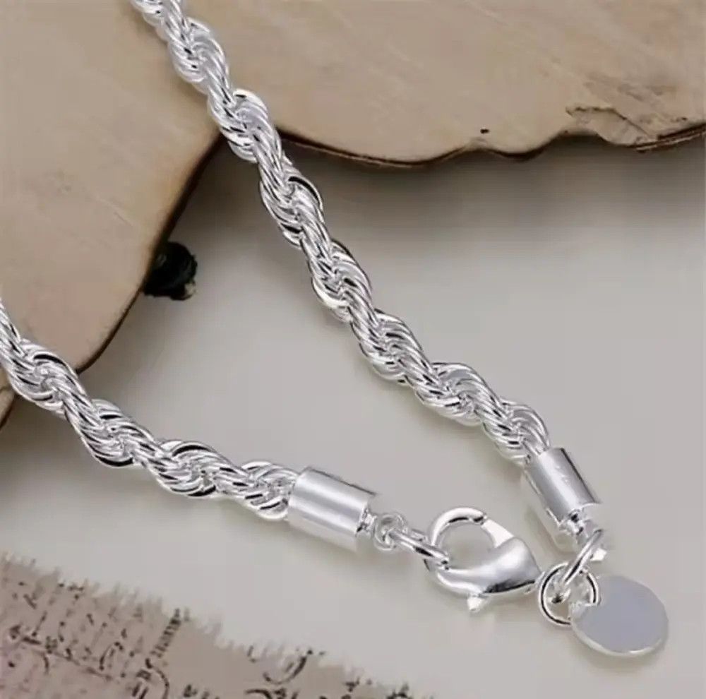 Jewelry 925 Sterling Silver 4MM Twisted Rope Bracelet Size ONE SIZE - 3 Thumbnail
