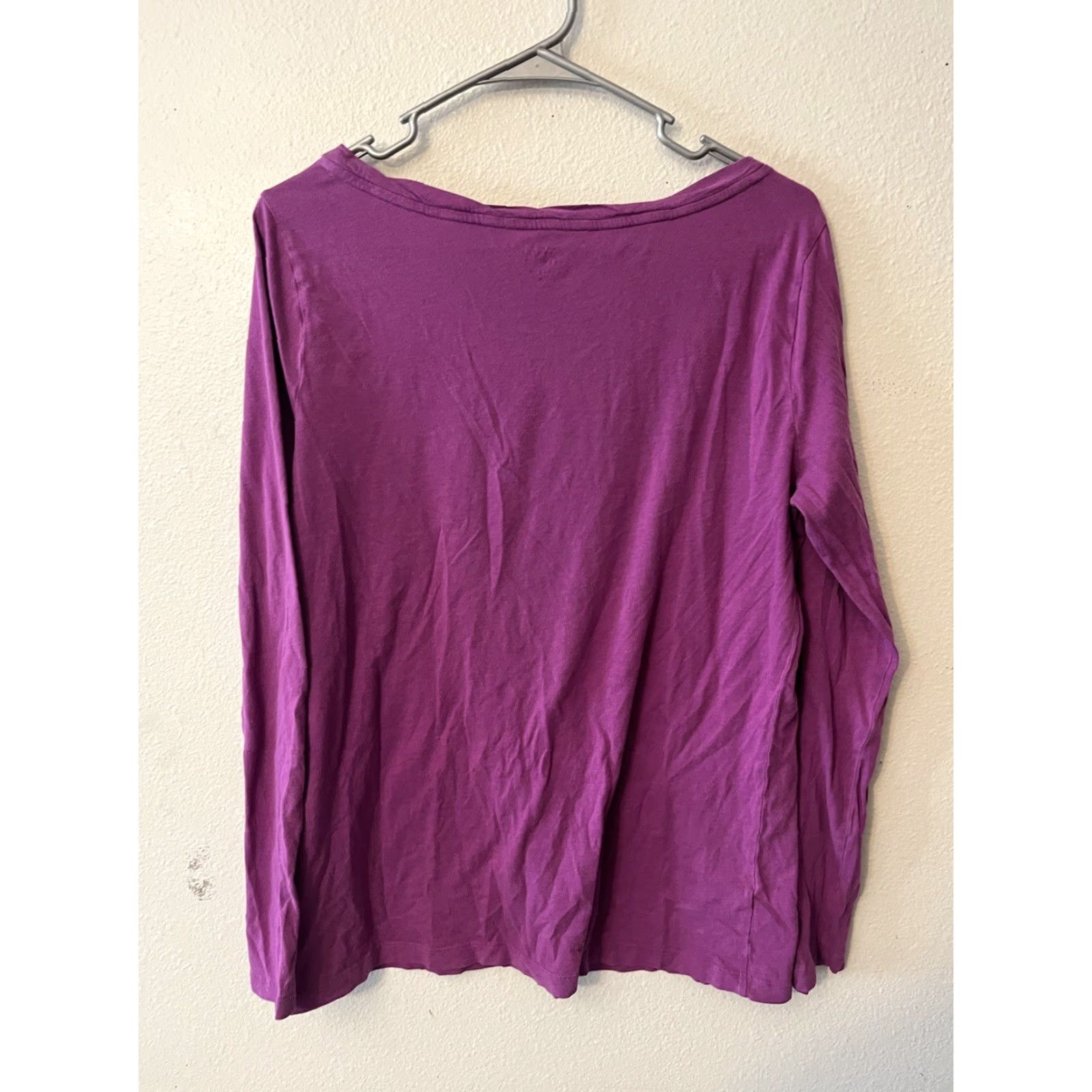Ann Taylor LOFT Womens T-Shirt Purple Solid Crew Neck Long Sleeve Stretch Top Tee XL Size XL / US 12-14 / IT 48-50 - 2 Thumbnail
