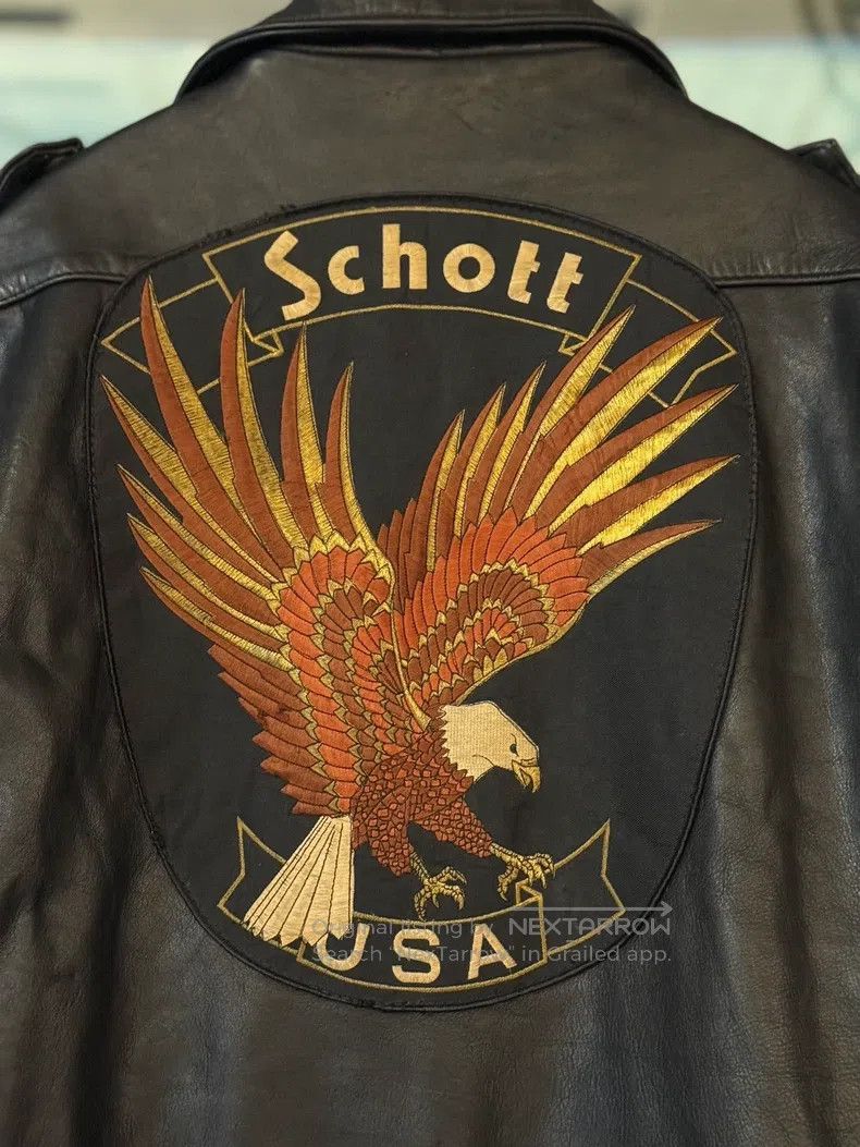 Schott Schott Cowhide embroidered leather jacket Size US XL / EU 56 / 4 - 3 Thumbnail