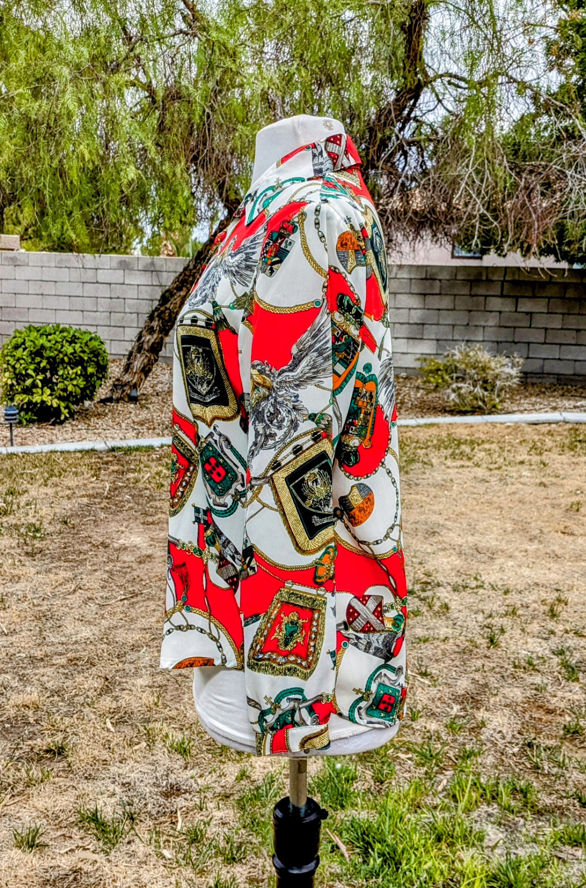 Other Women's TAK High Fashion Button Down Baroque/Heraldic Shirt Size M / US 6-8 / IT 42-44 - 2 Thumbnail
