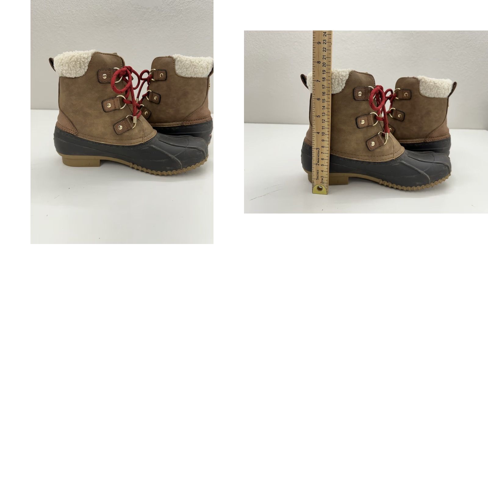 Tommy Hilfiger Tommy Hilfiger Womens Duck Boots Brown Faux Fur Lined Red Lace Up Size 9 M Boots Size US 8 / IT 38 - 9 Thumbnail