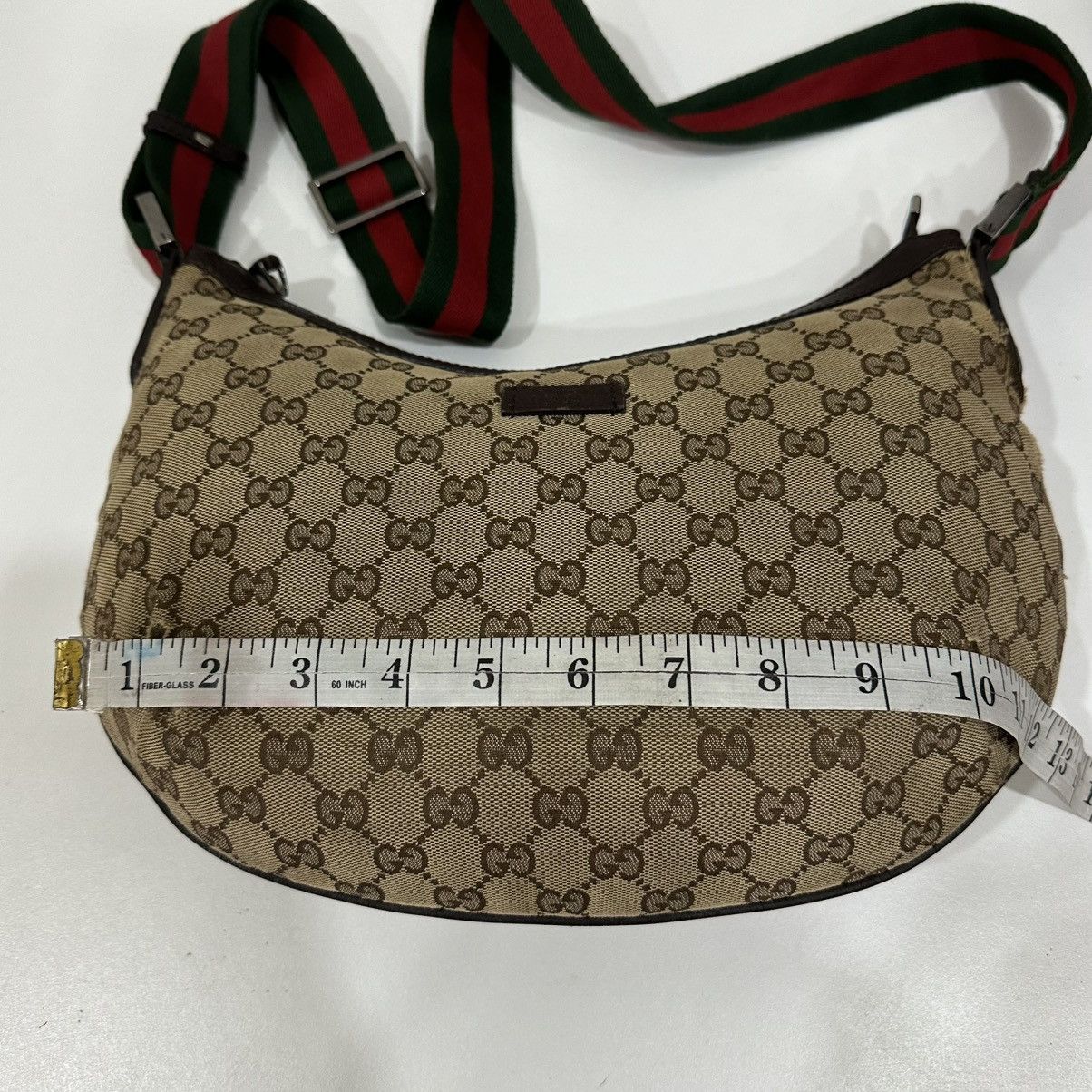 Gucci GUCCI GG MONOGRAM CANVAS WEB HALF MOON CROSSBODY BAG 16 Size ONE SIZE - 14 Thumbnail