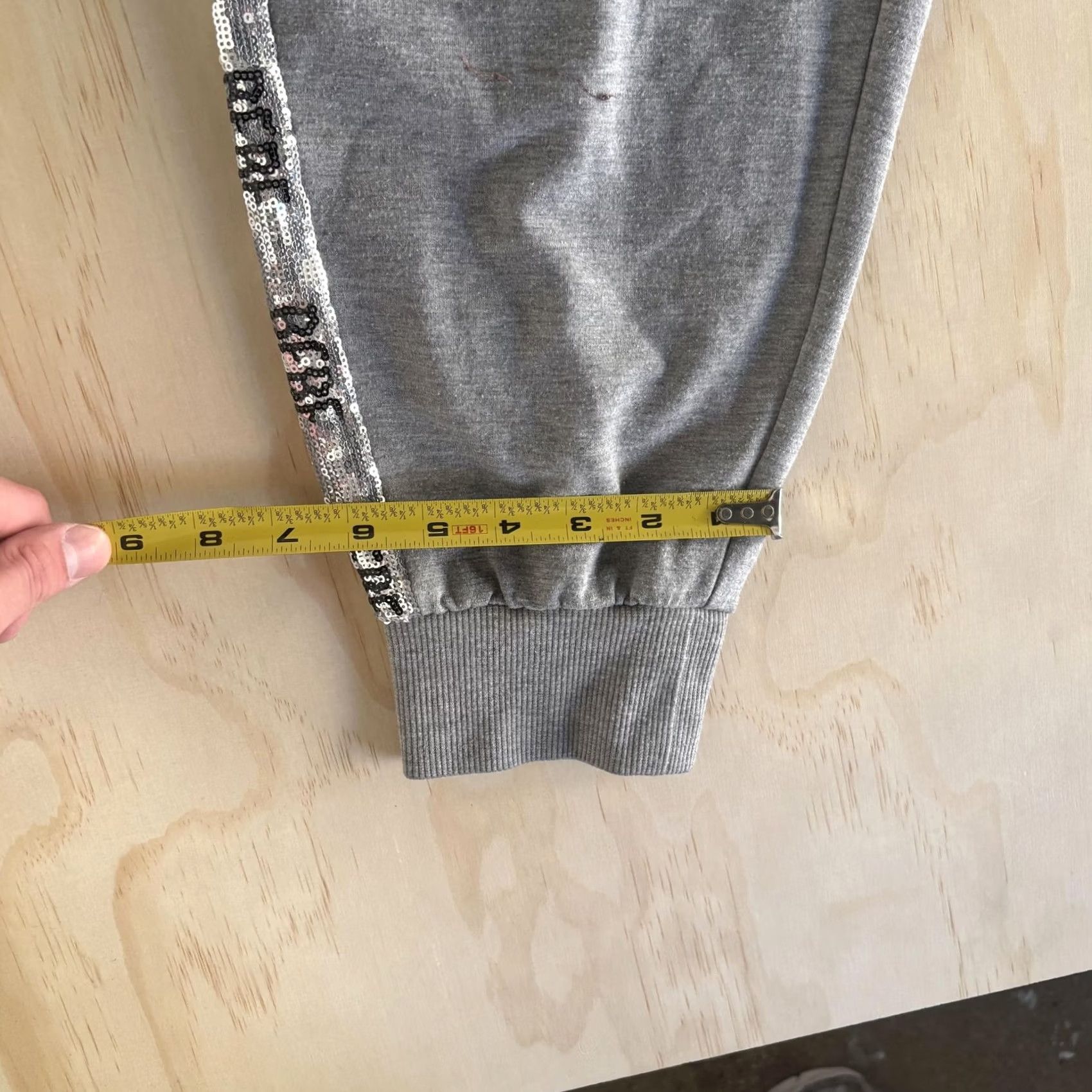 Bebe bebe Sport Jogger Pants Womens 2X Gray Knit Side Stripe Sequin Logo Lounge Size 40" / US 18 - 6 Thumbnail