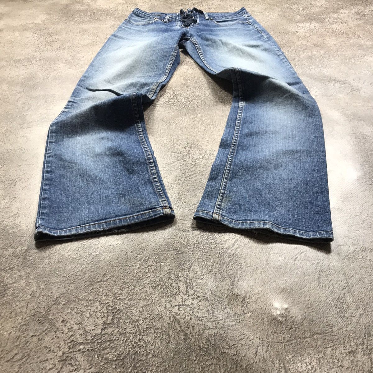Vintage Vintage 90s Distressed Baggy Wide Leg Jeans Grunge Y2K 28 Size 28" / US 6 / IT 42 - 1 Thumbnail