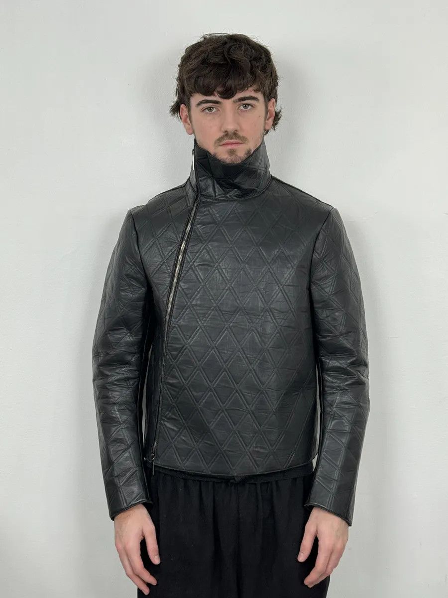 Emporio Armani AW2013 Emporio Armani Black Asymmetrical Losange Leather Jacket Size US S / EU 44-46 / 1 - 3 Thumbnail