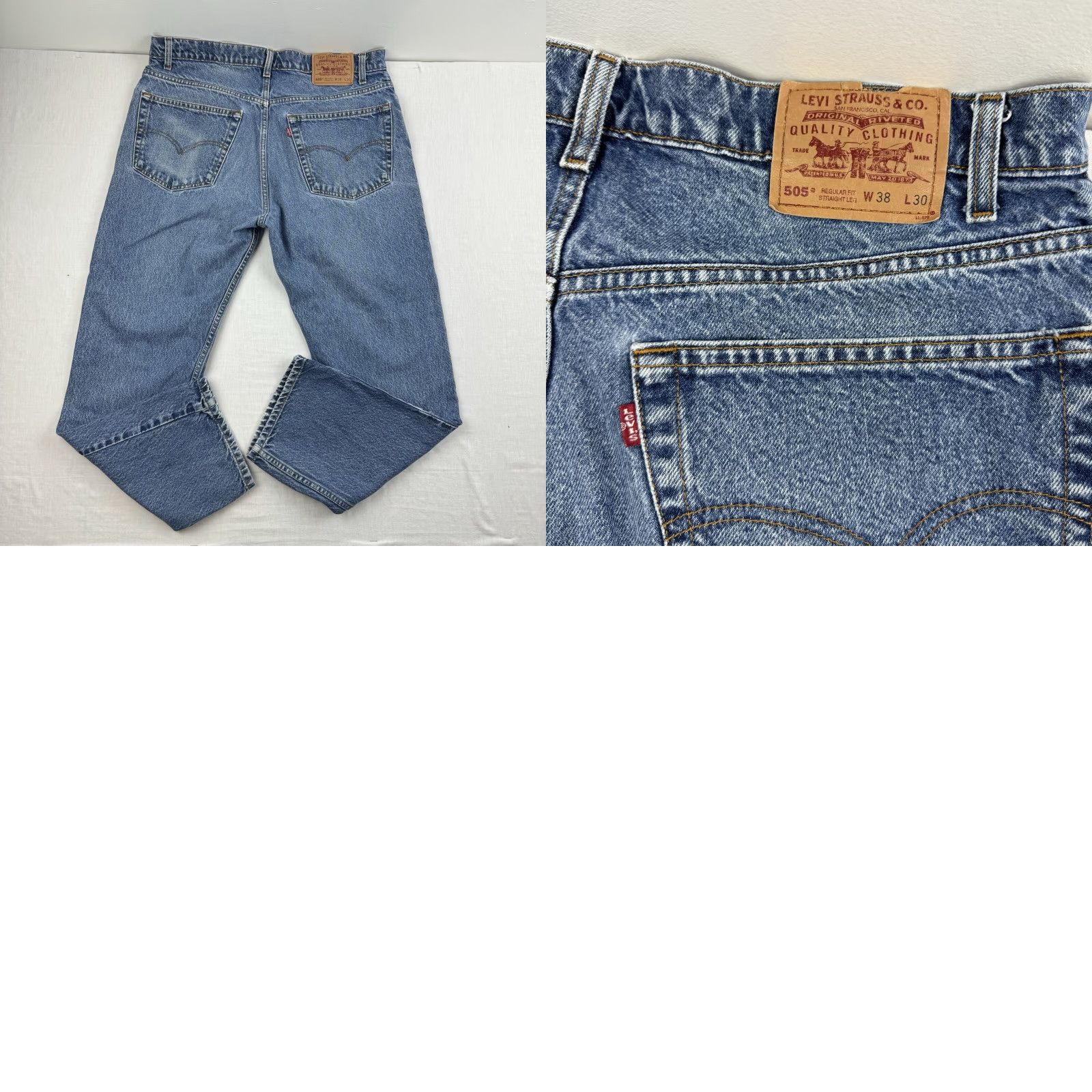 Levi's VINTAGE Levi's 505 Jeans Men 38x30 Blue Regular Straight 90s Grunge, Denim, Zip Closure Size US 38 / EU 54 - 9 Thumbnail