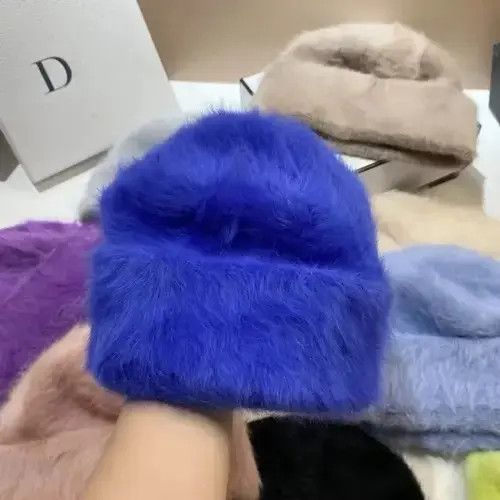 Other Fluffy Knitted Rabbit Fur Beanie Size ONE SIZE - 4 Thumbnail