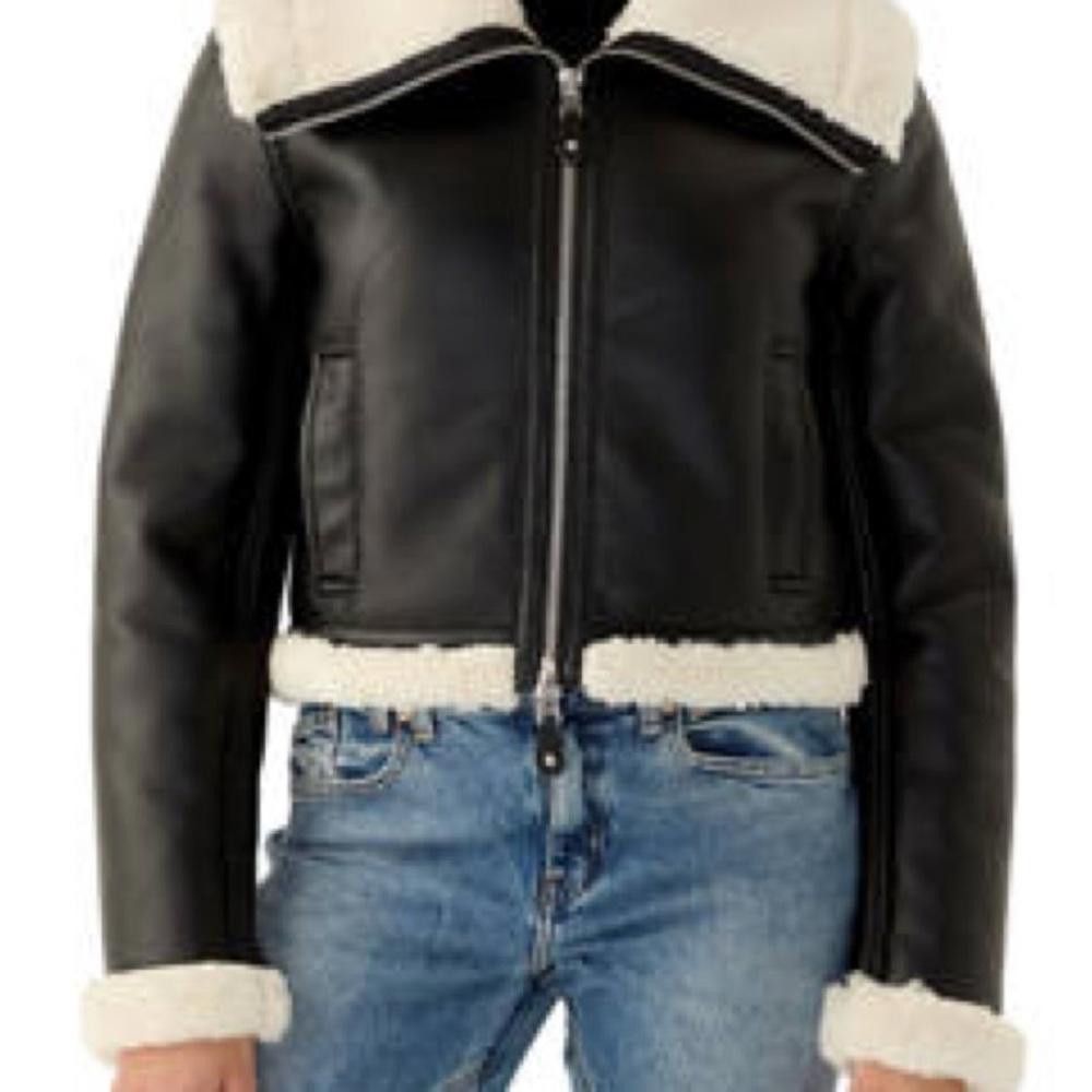 Designer Jason Wu Black Jacket with Cream Shearling used Size XS / US 0-2 / IT 36-38 - 1 Thumbnail