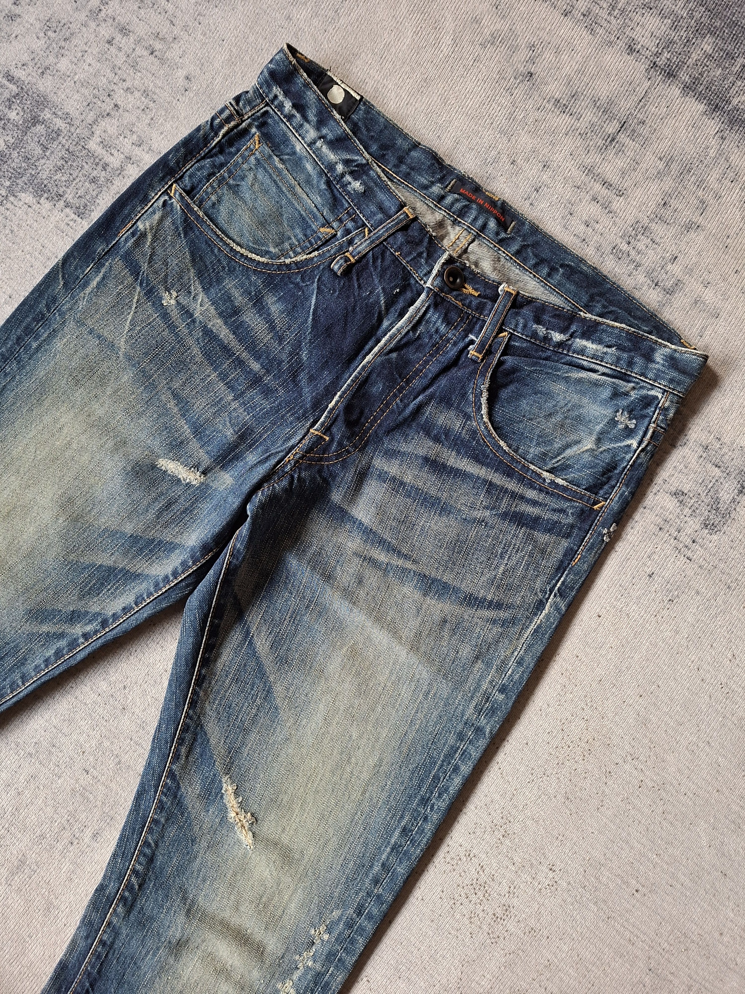 Tornado Mart 💥 Blue way avant garde style stonewash flare denim jeans Size US 30 / EU 46 - 3 Thumbnail