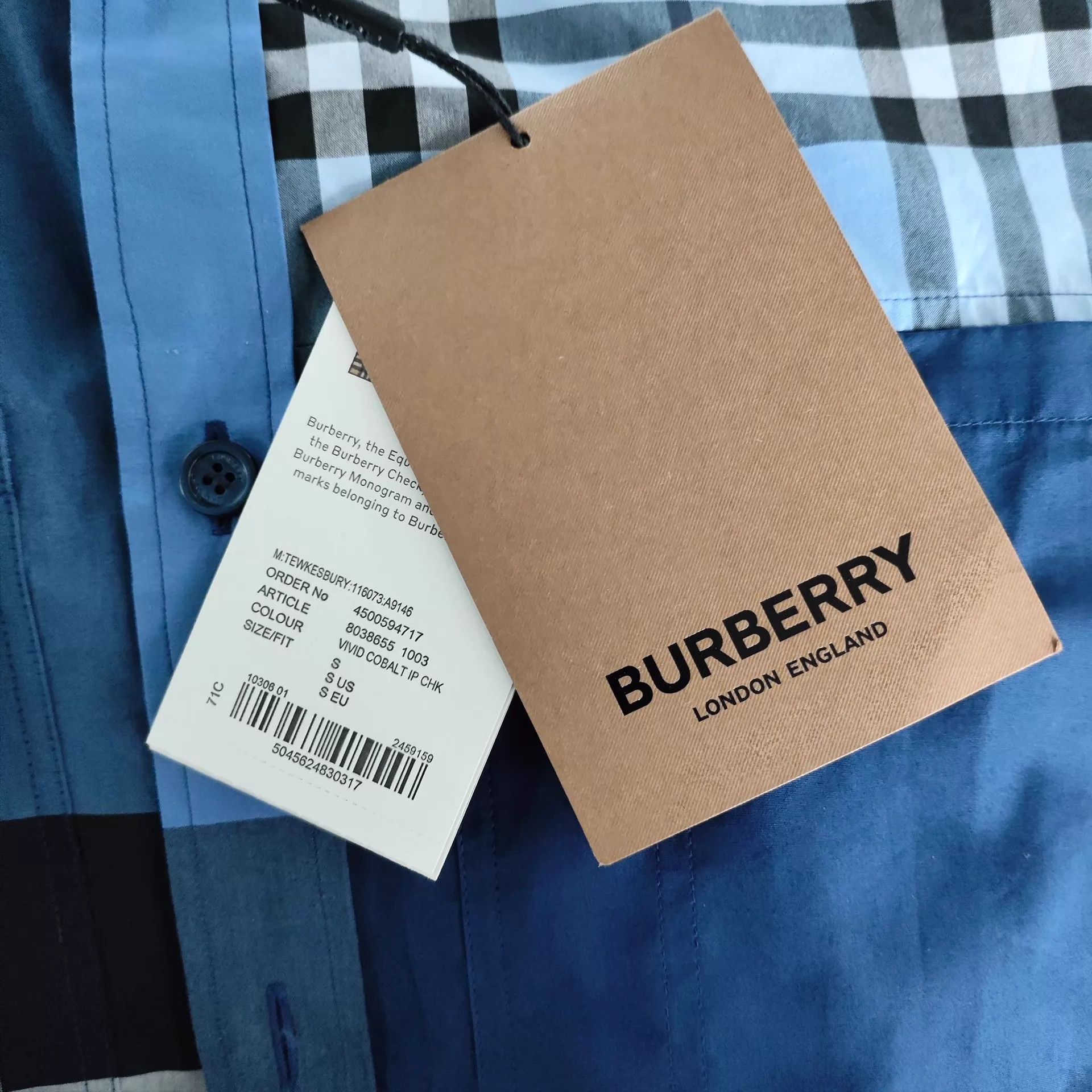 Burberry Burberry Men's Blue Check Collared Shirt 180 Size US S / EU 44-46 / 1 - 7 Thumbnail