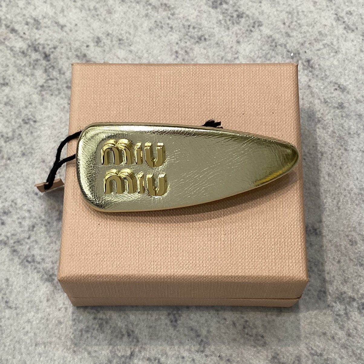 Miu Miu MIU MIU Nappa Leather Hair Clip PYRITE Size ONE SIZE - 1 Thumbnail