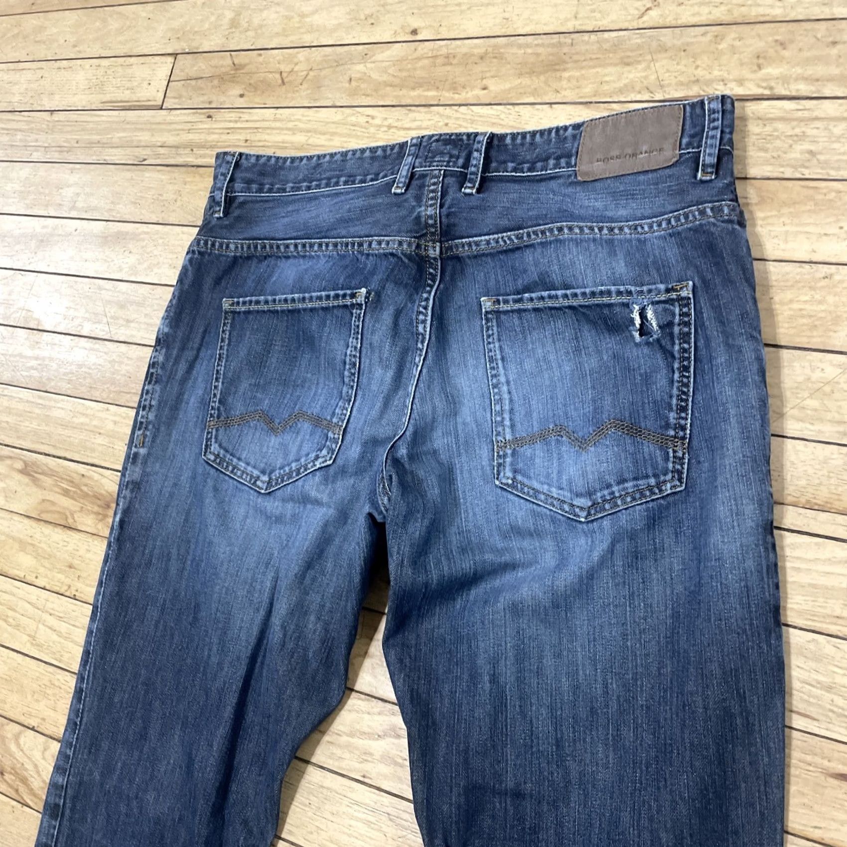Hugo Boss HUGO BOSS Orange Jeans Men W34 L34 Blue Straight Stretch Zip Fly Denim 34/34 Jeans Size US 34 / EU 50 - 6 Thumbnail