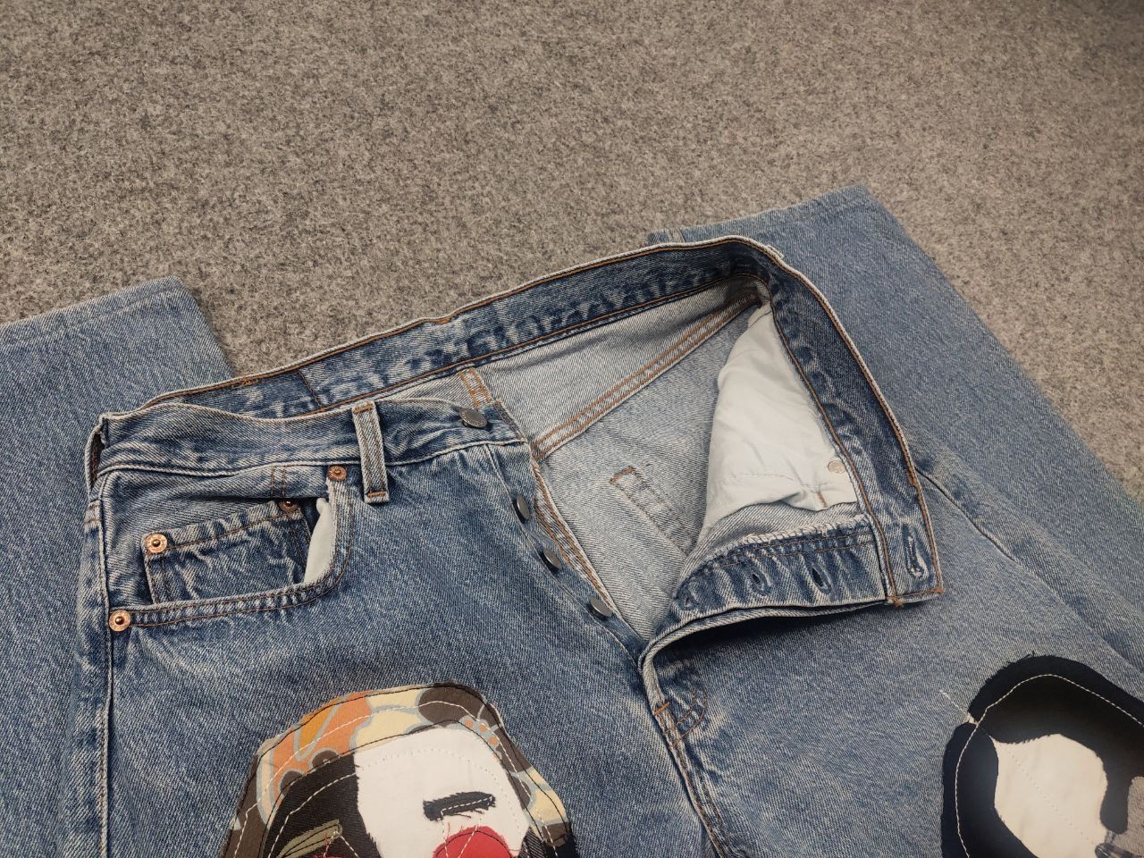Levi's Vintage 90's Levis 501 Sashiko Patchwork Face Jeans watanabe Size US 33 - 10 Thumbnail