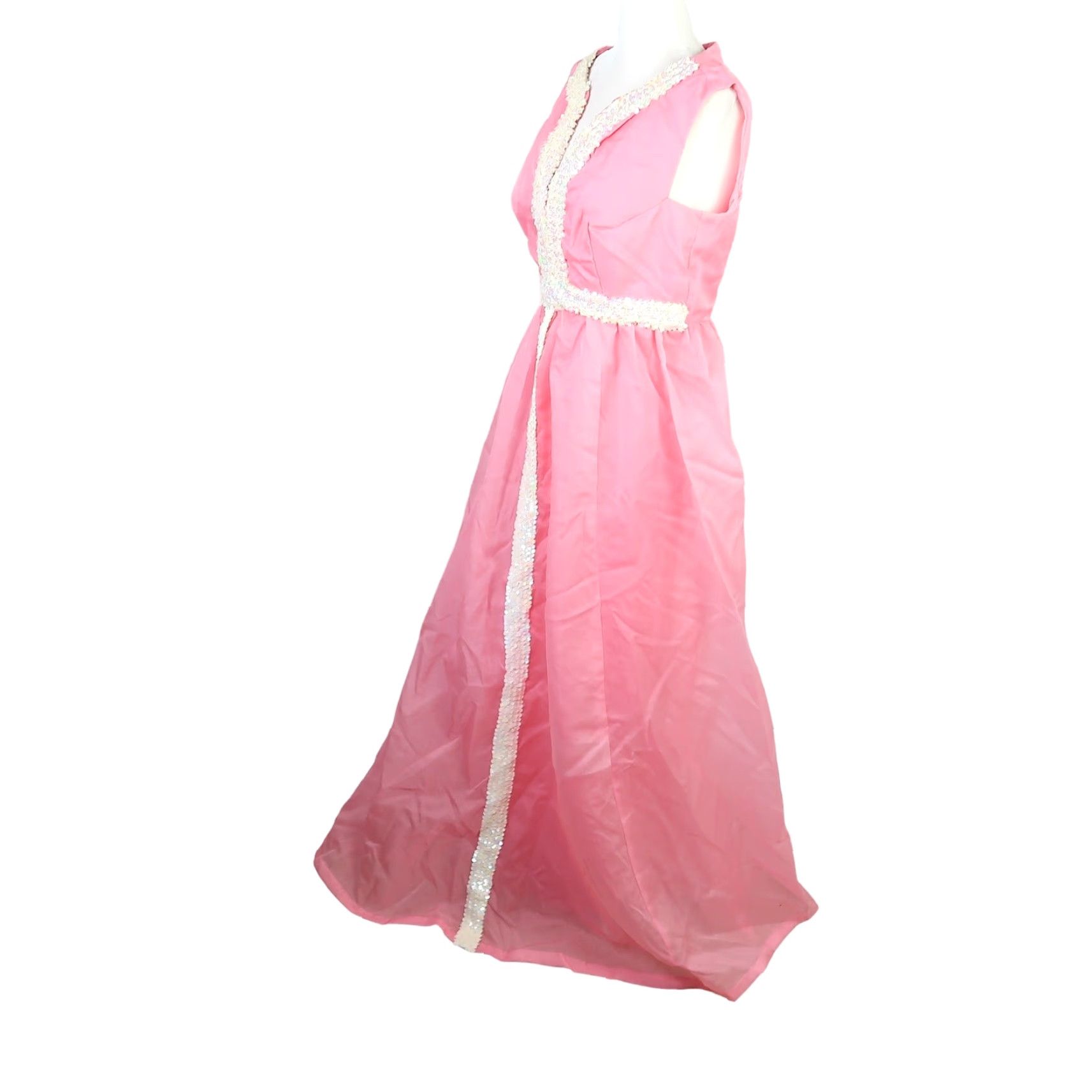Pinko VINTAGE 60s pink taffeta white sequin long formal gown dress S Size S / US 4 / IT 40 - 3 Thumbnail