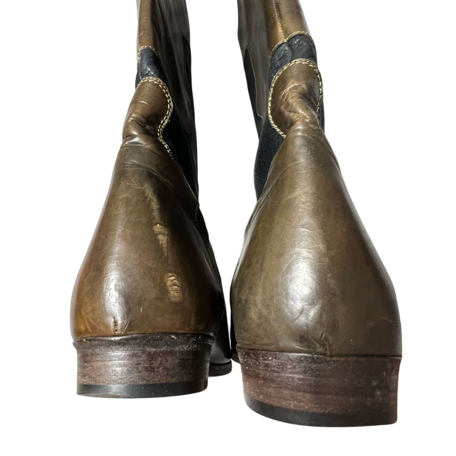 Thursday Boot Company Lorenzo Banfi Women Black Brown Leather Western Boot ITALY Size US 8 / IT 38 - 6 Thumbnail
