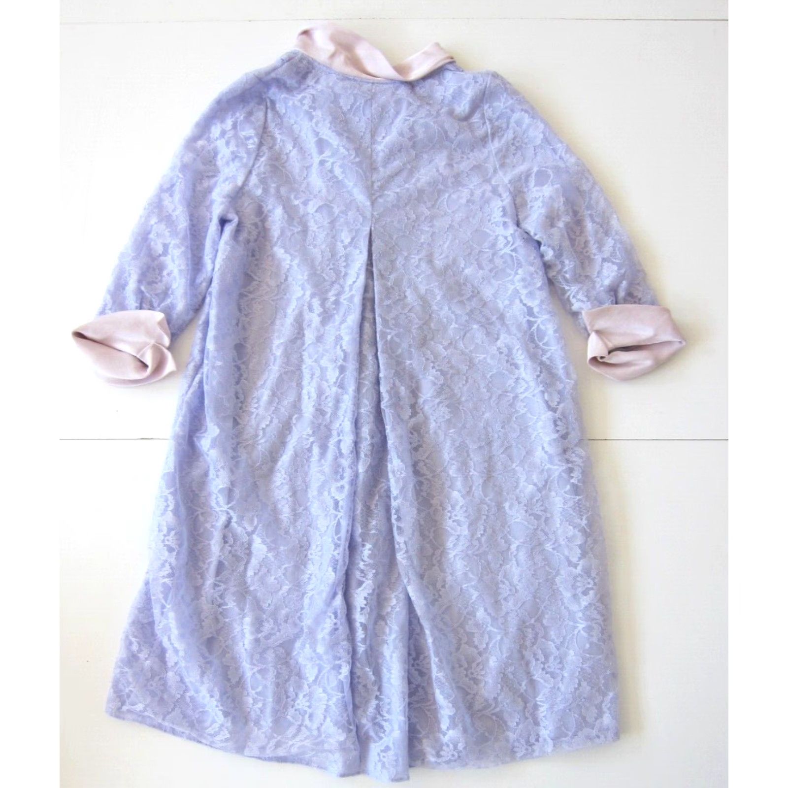 Vintage VINTAGE Rogers Nylon Purple Lace Button Down Pink Silk Collared Lingerie Robe S Size ONE SIZE - 2 Thumbnail