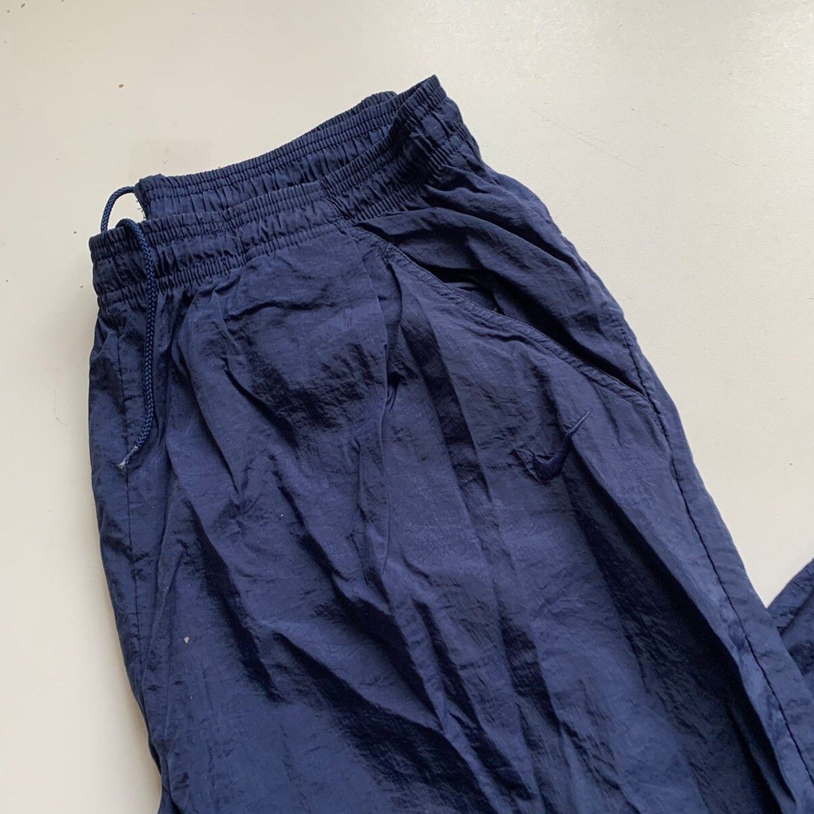 Nike × Vintage Vintage 90s Nike Embroidered Swoosh Navy Track Pants Rare XL Size US 34 / EU 50 - 2 Thumbnail
