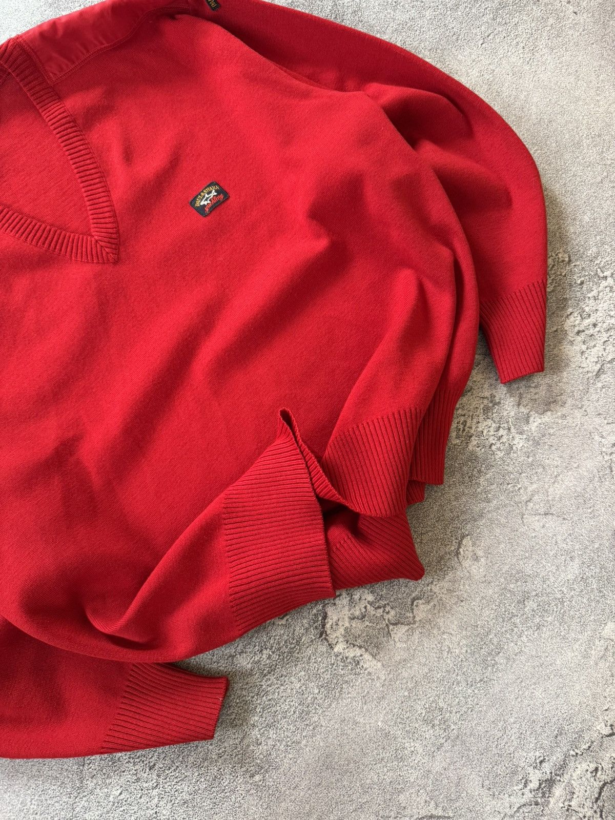 Paul & Shark × Vintage Paul & Shark L Red v-neck sweater knitwear jumper pullover Size US L / EU 52-54 / 3 - 3 Thumbnail