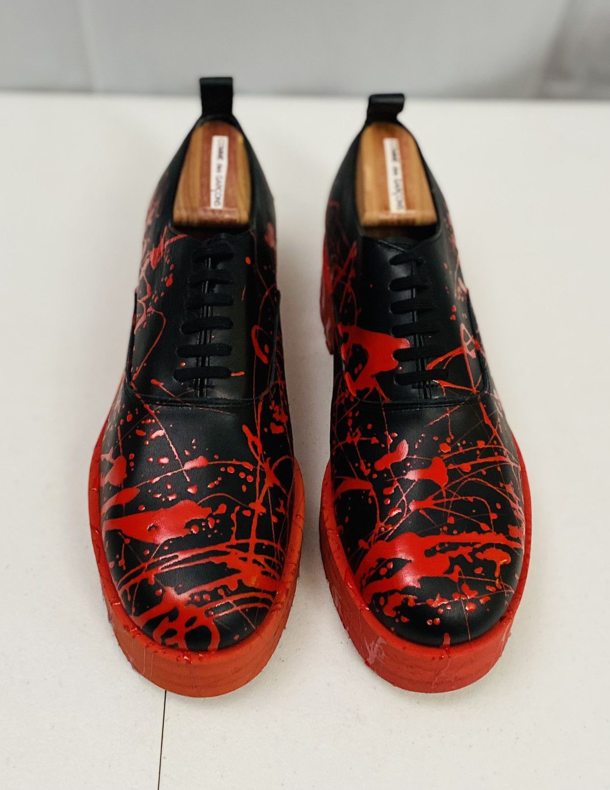 Comme des Garcons Homme Plus CDGHP 🇯🇵 black calf red platform gum sole derby 7 25 NEW Size US 7 / EU 40 - 4 Thumbnail